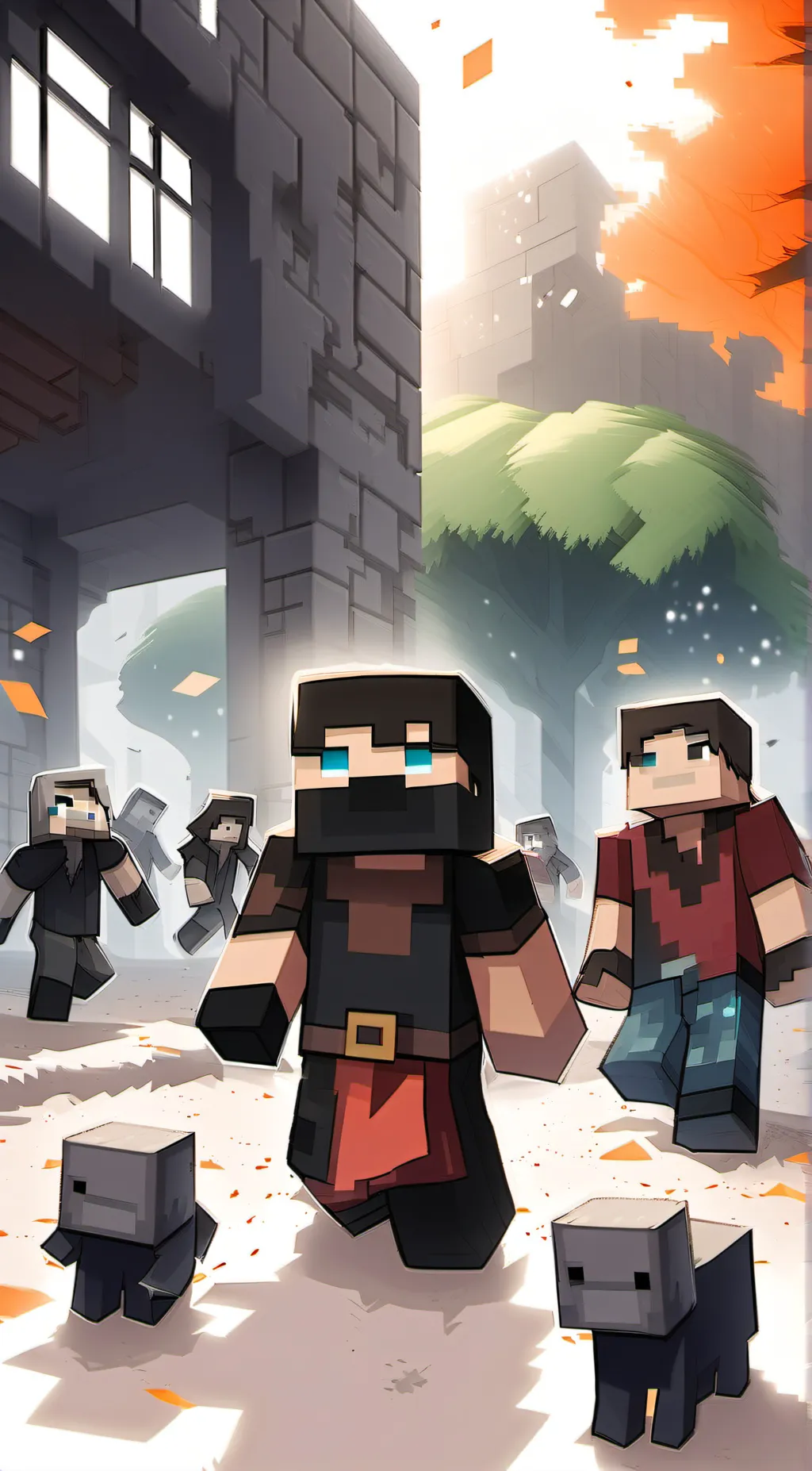 ai character: minecraft  background