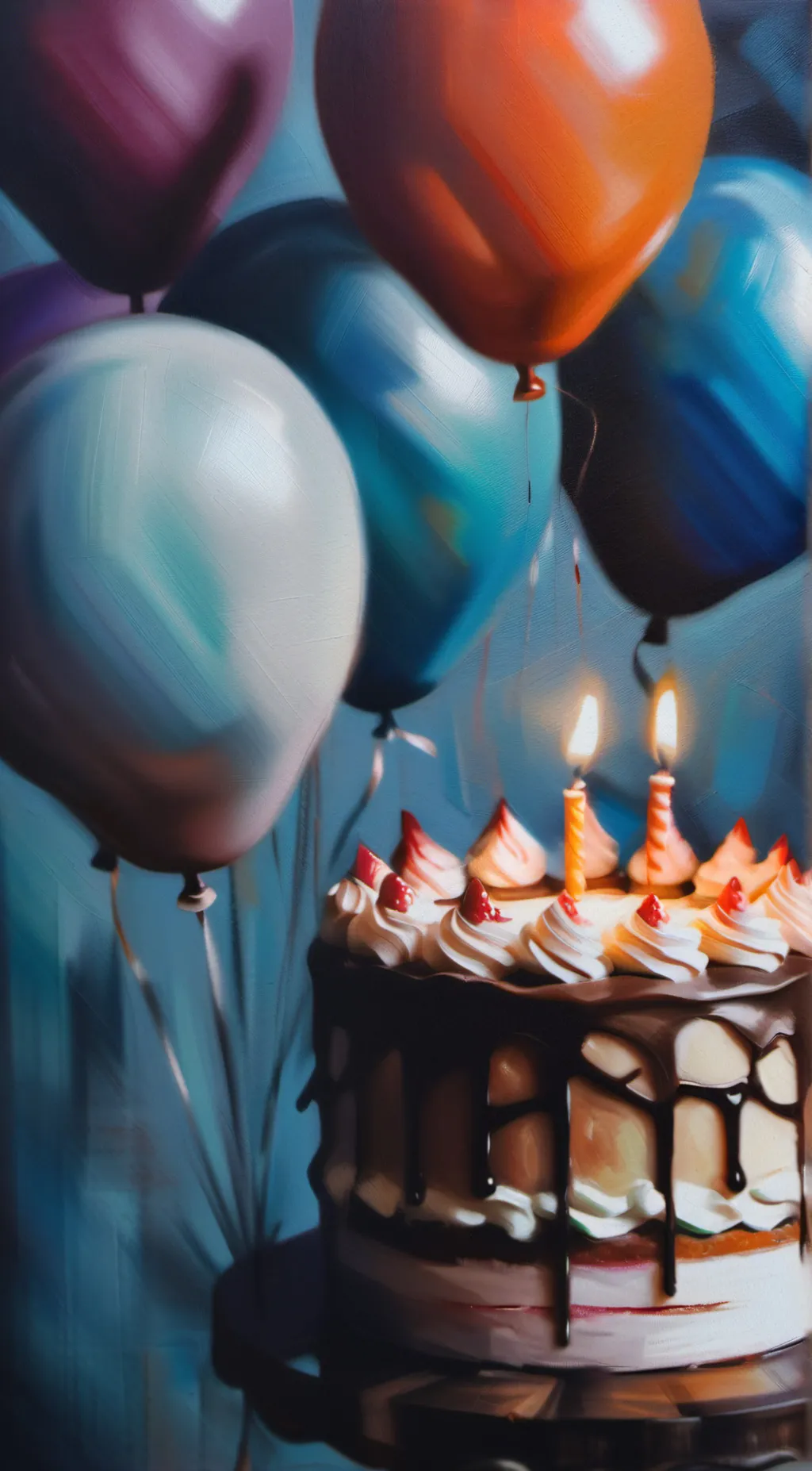 ai character: birthday cake background