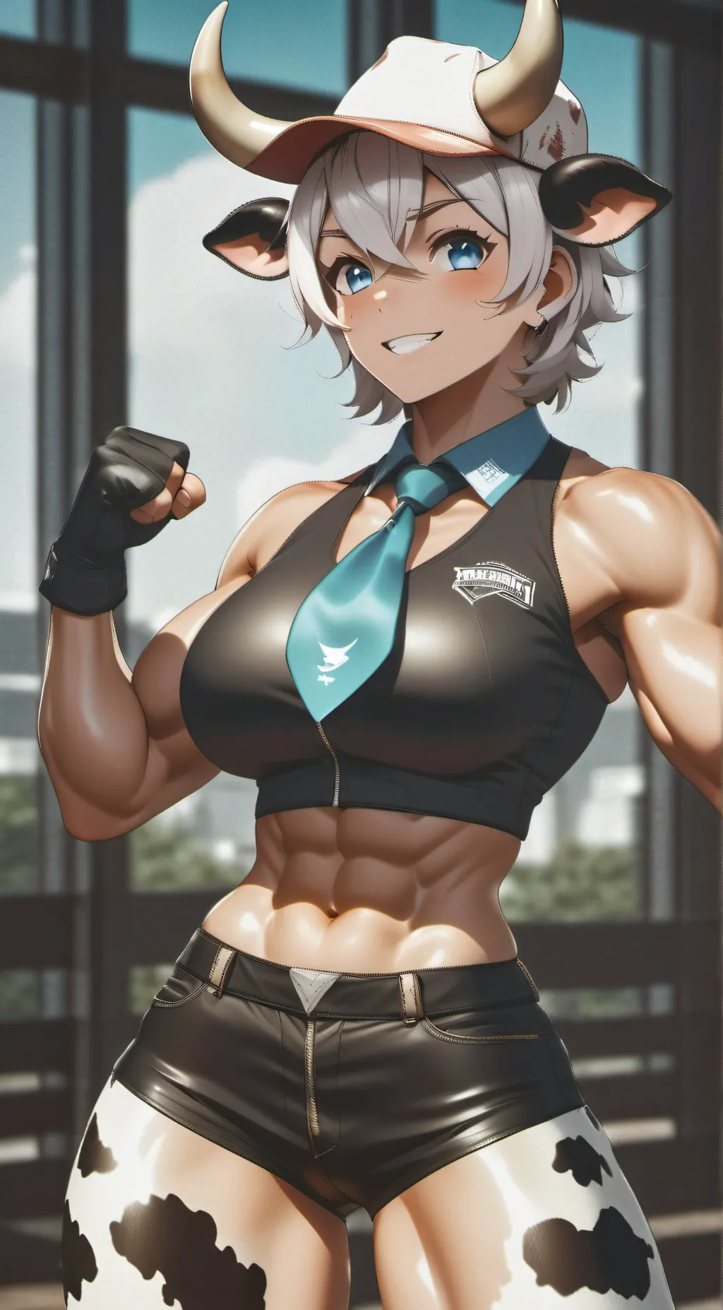 ai character: Adrian/cow femboy background