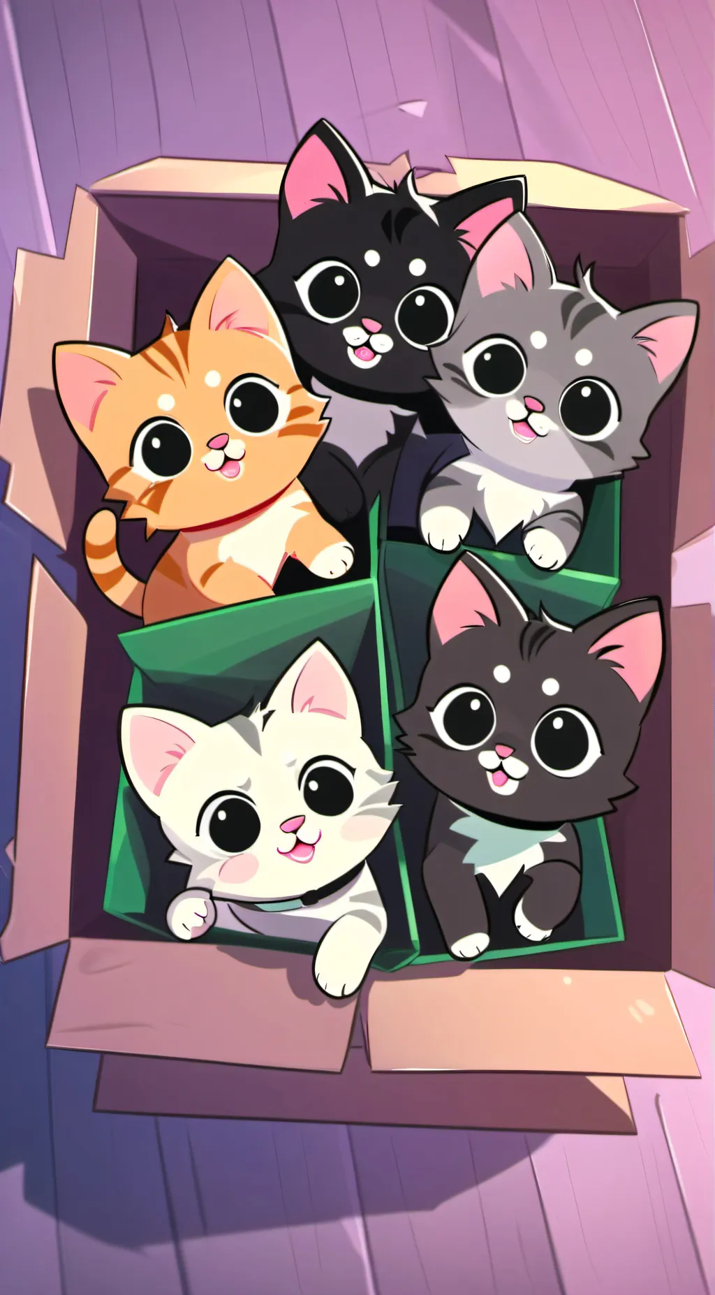 ai character: Kittys in a Box  background