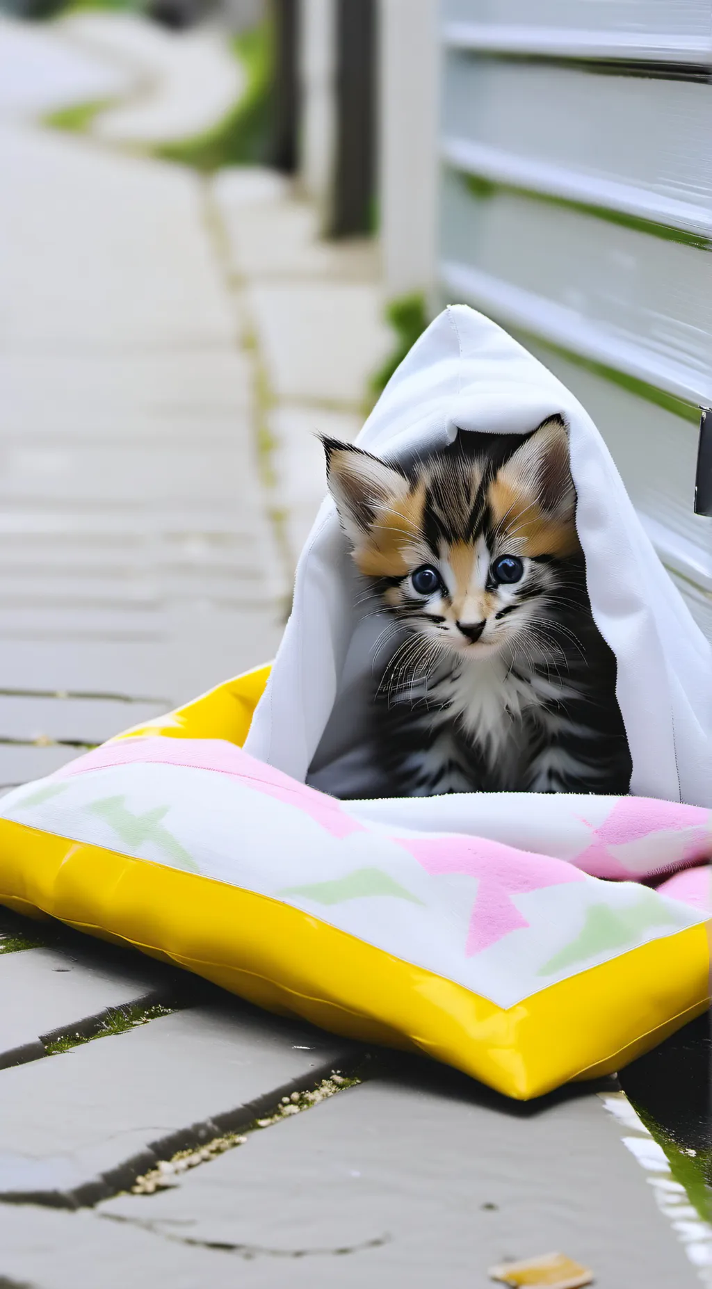 ai character: A homeless kitten background