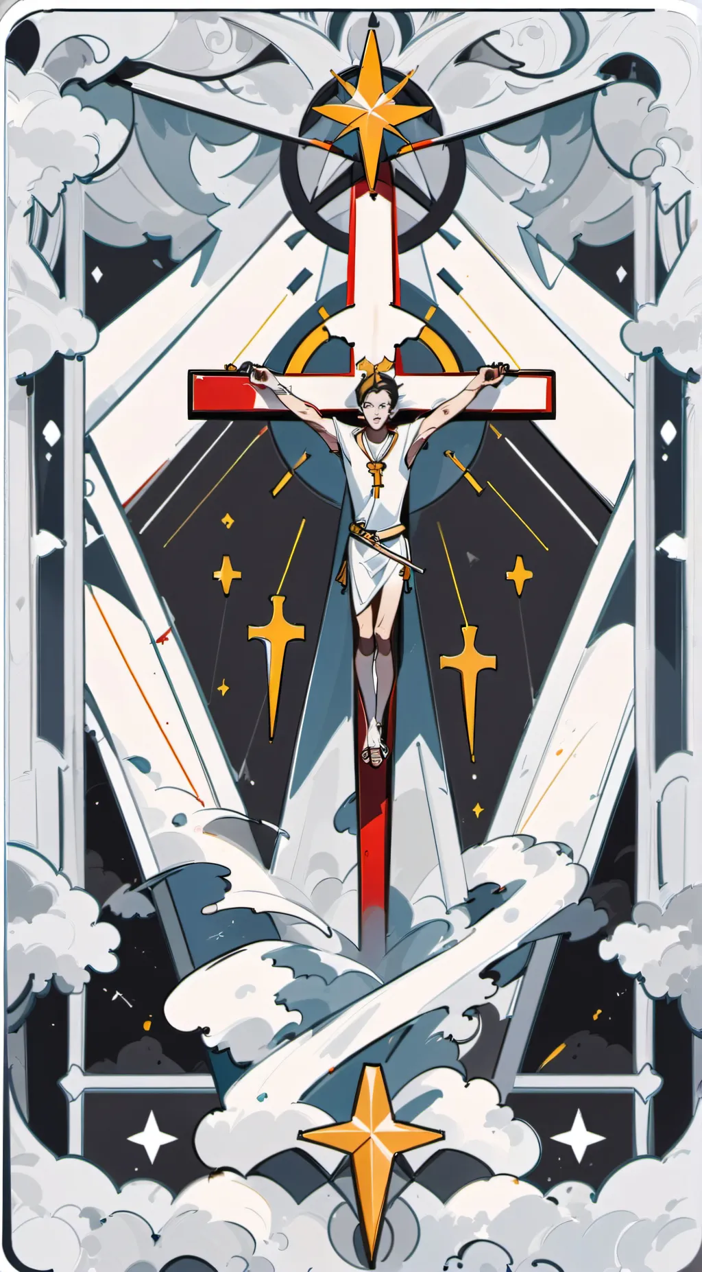 ai character: Crucified background