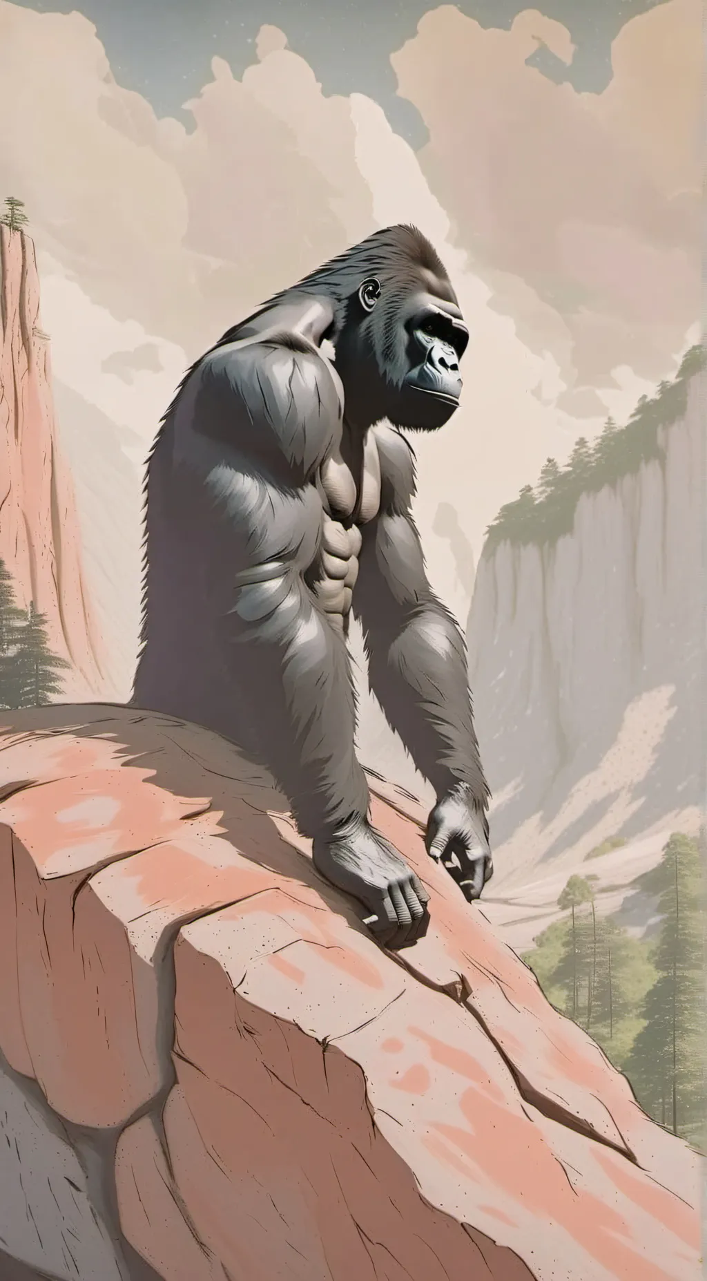 ai character: Gorilla rag monkey background