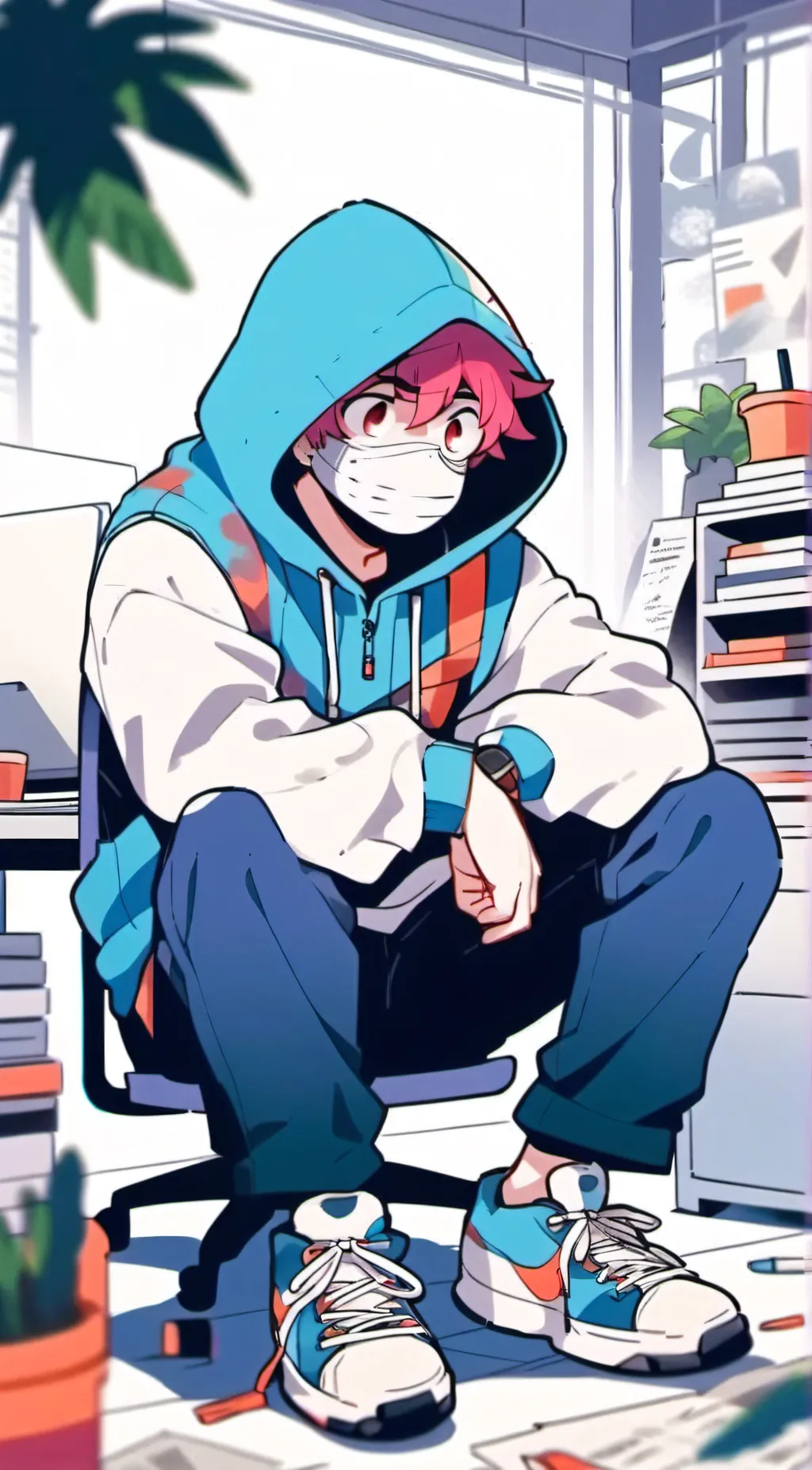 ai character: embarrassment  background