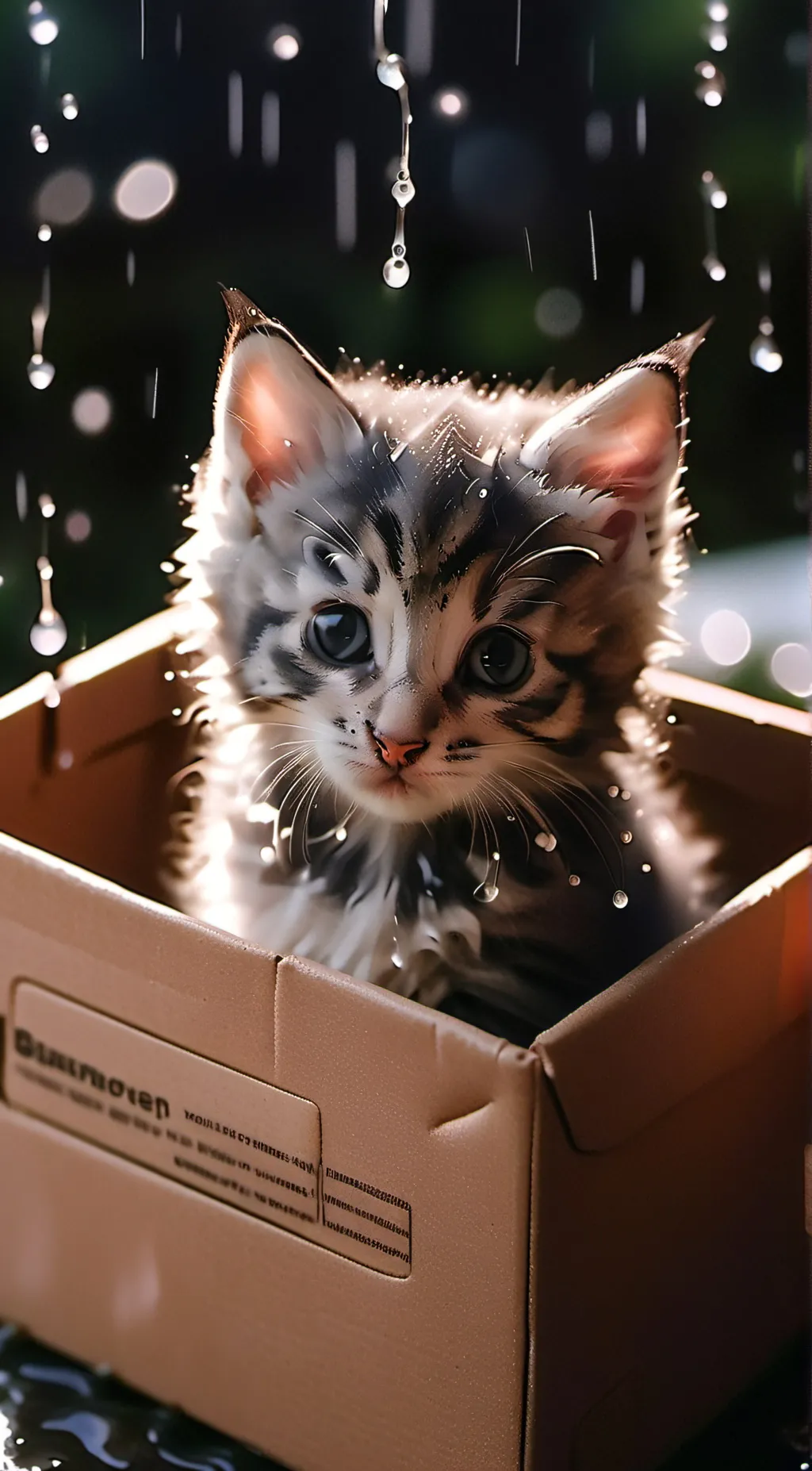 ai character: sad kitten  background