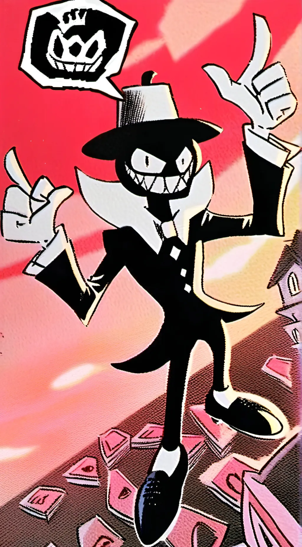 ai character: Jevil& Hazbin  background