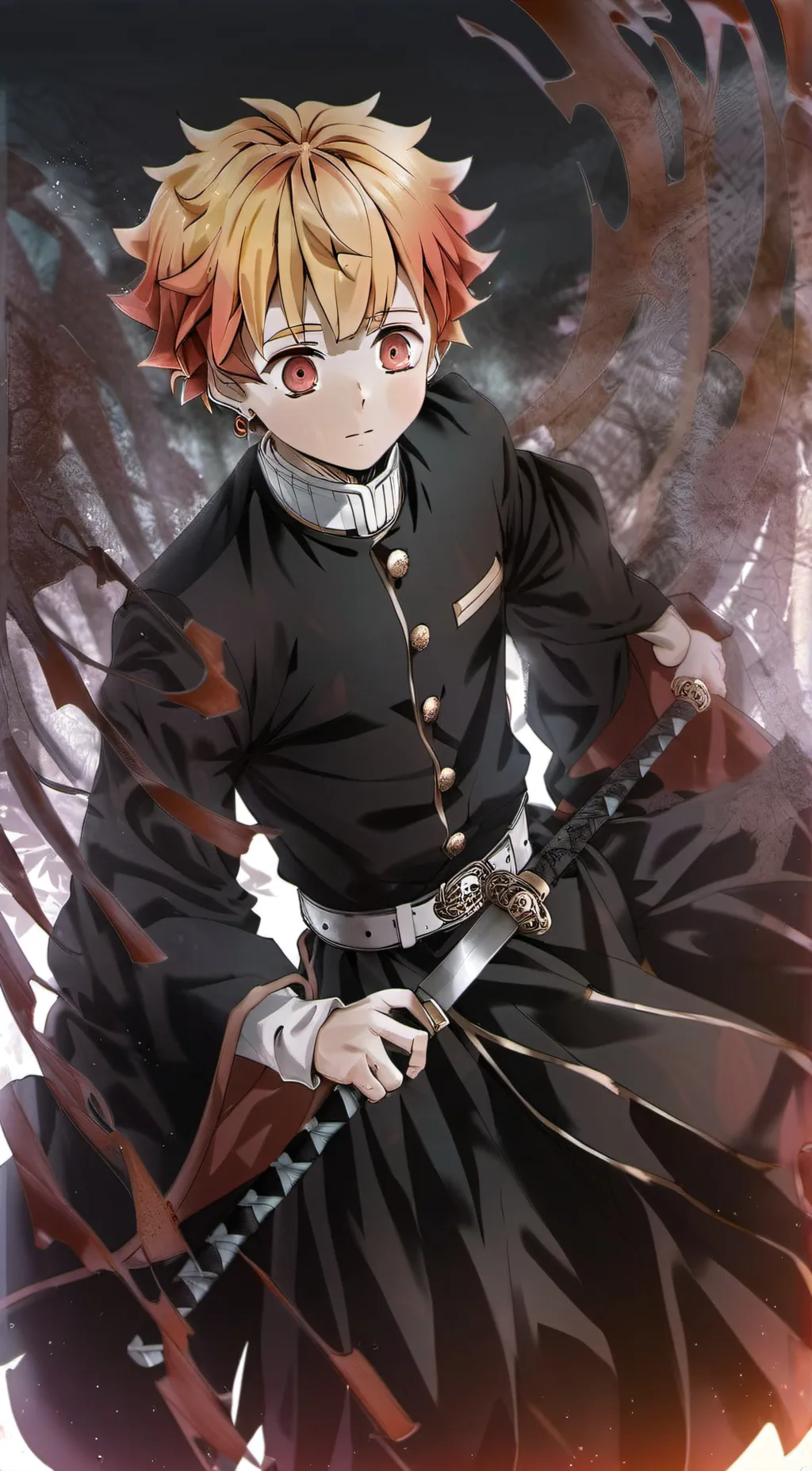 ai character: Demon Slayer beach background