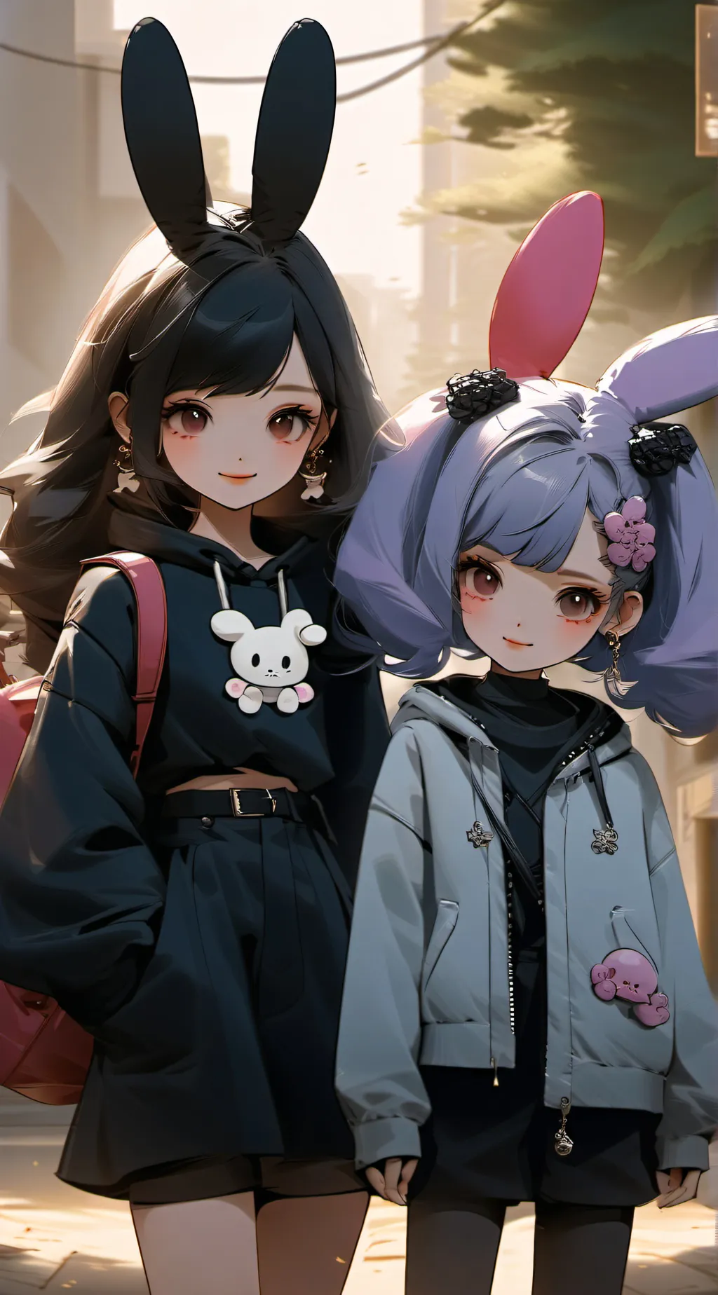 ai character: melody and kuromi  background
