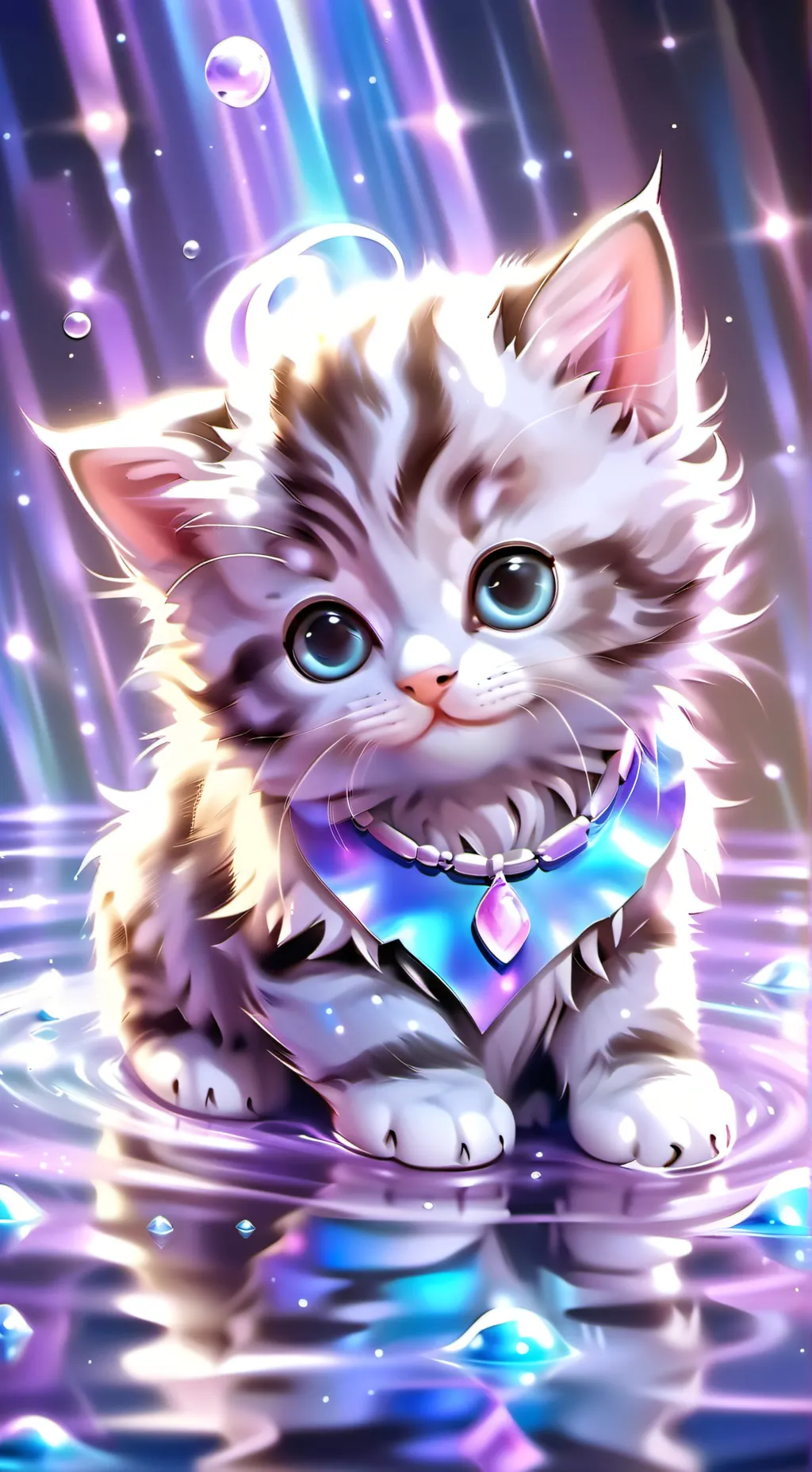 ai character: cat on the road background