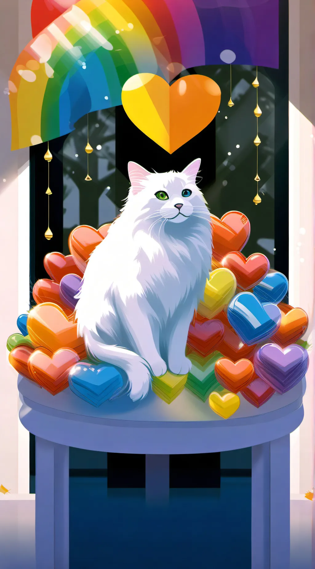 ai character: cat all the🌈 background