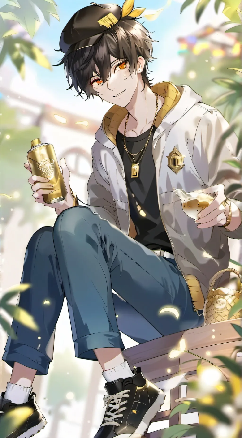 ai character: gold background