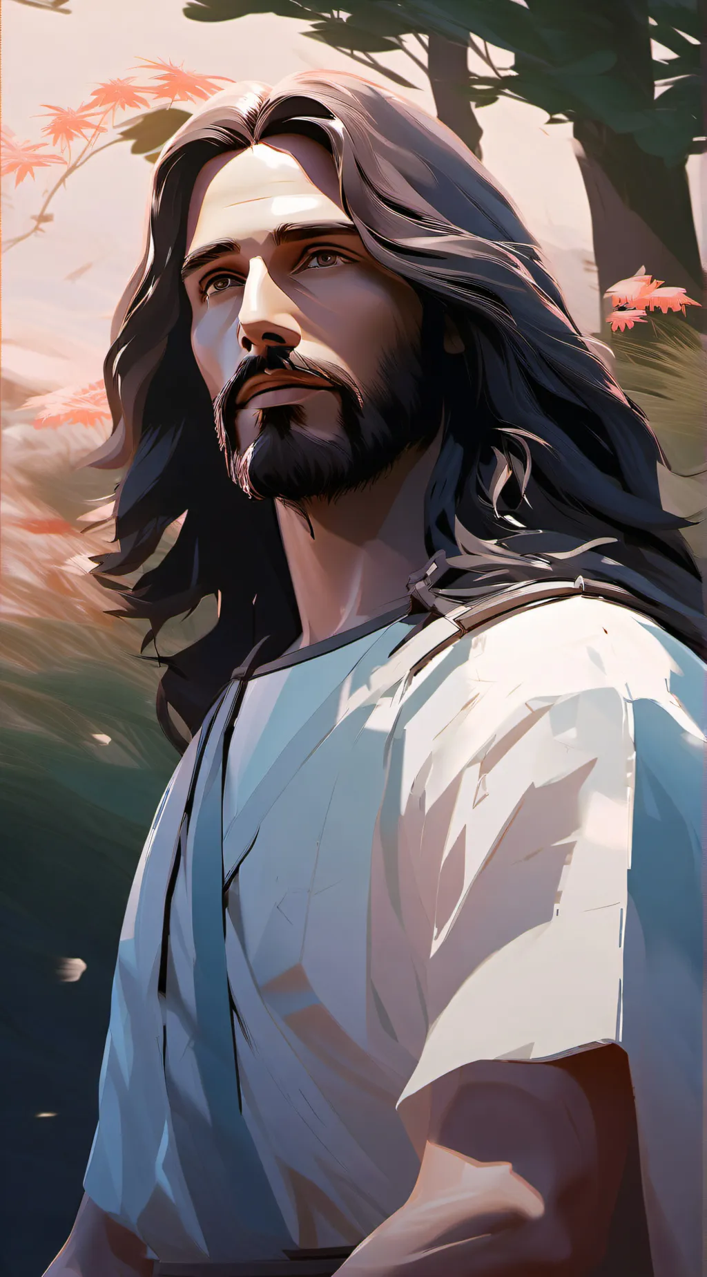 ai character: Jesus  background