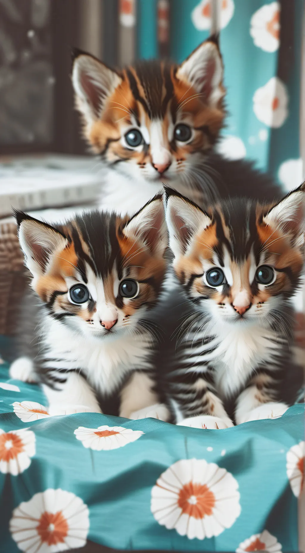 ai character: 3 baby kittens background