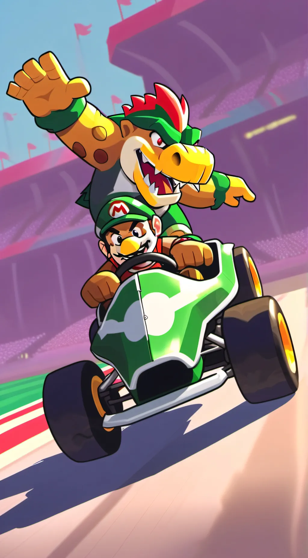 ai character: bowser and mario background