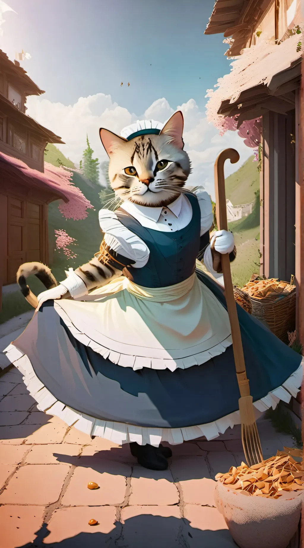 ai character: Kitten cafe background