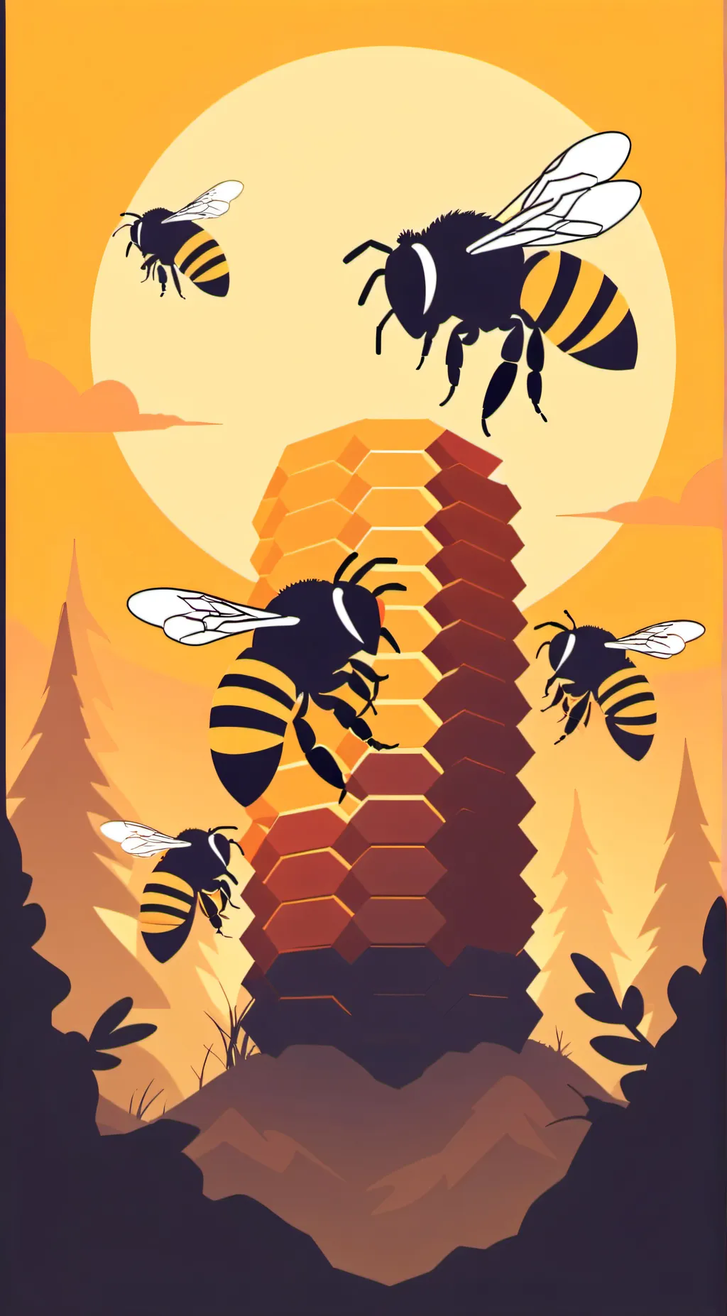 ai character: Bee hive background