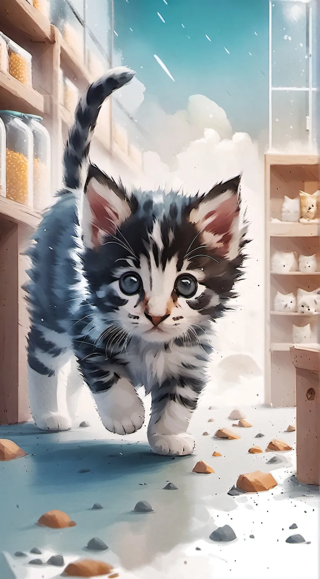 ai character: snowy background