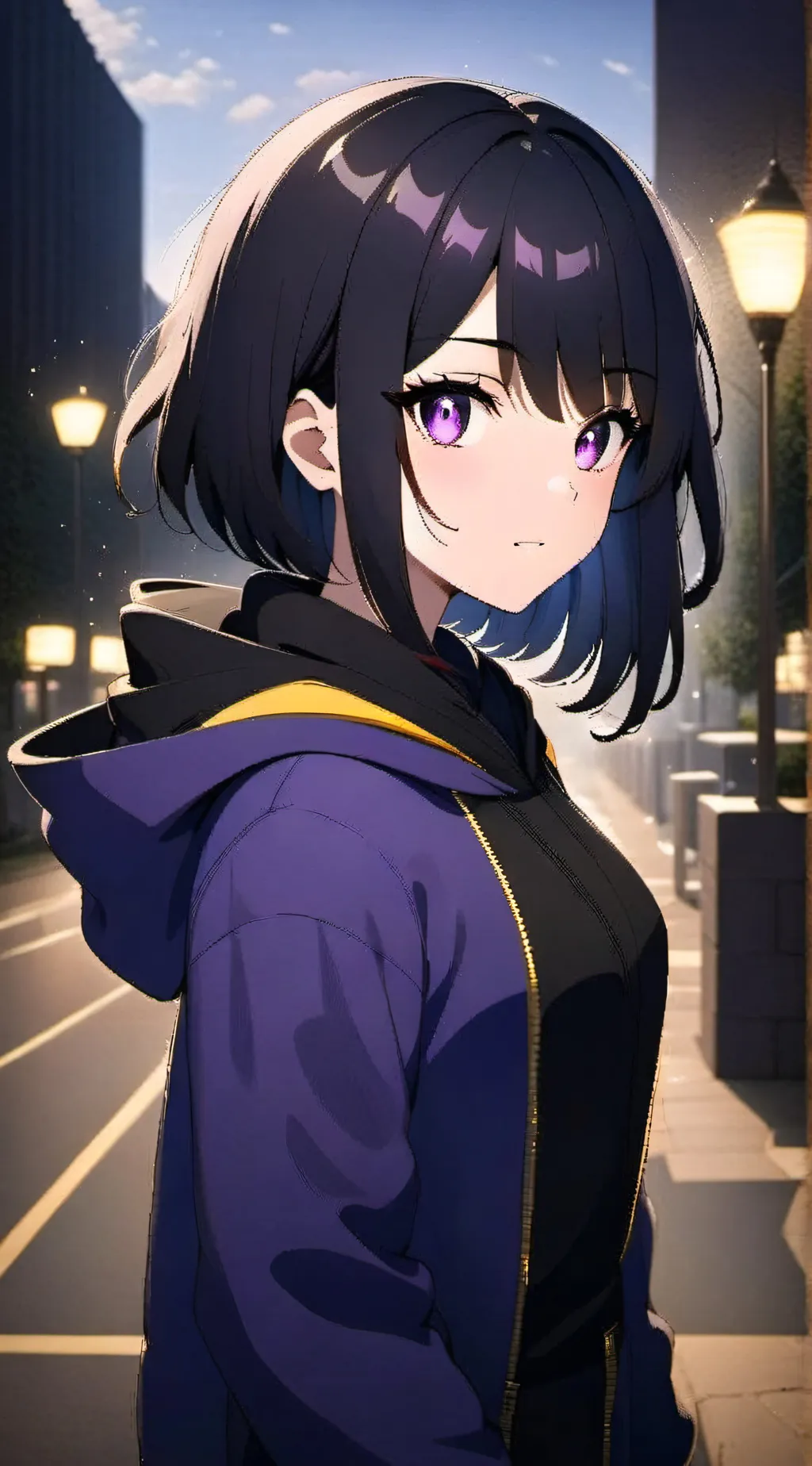 ai character: Violet background