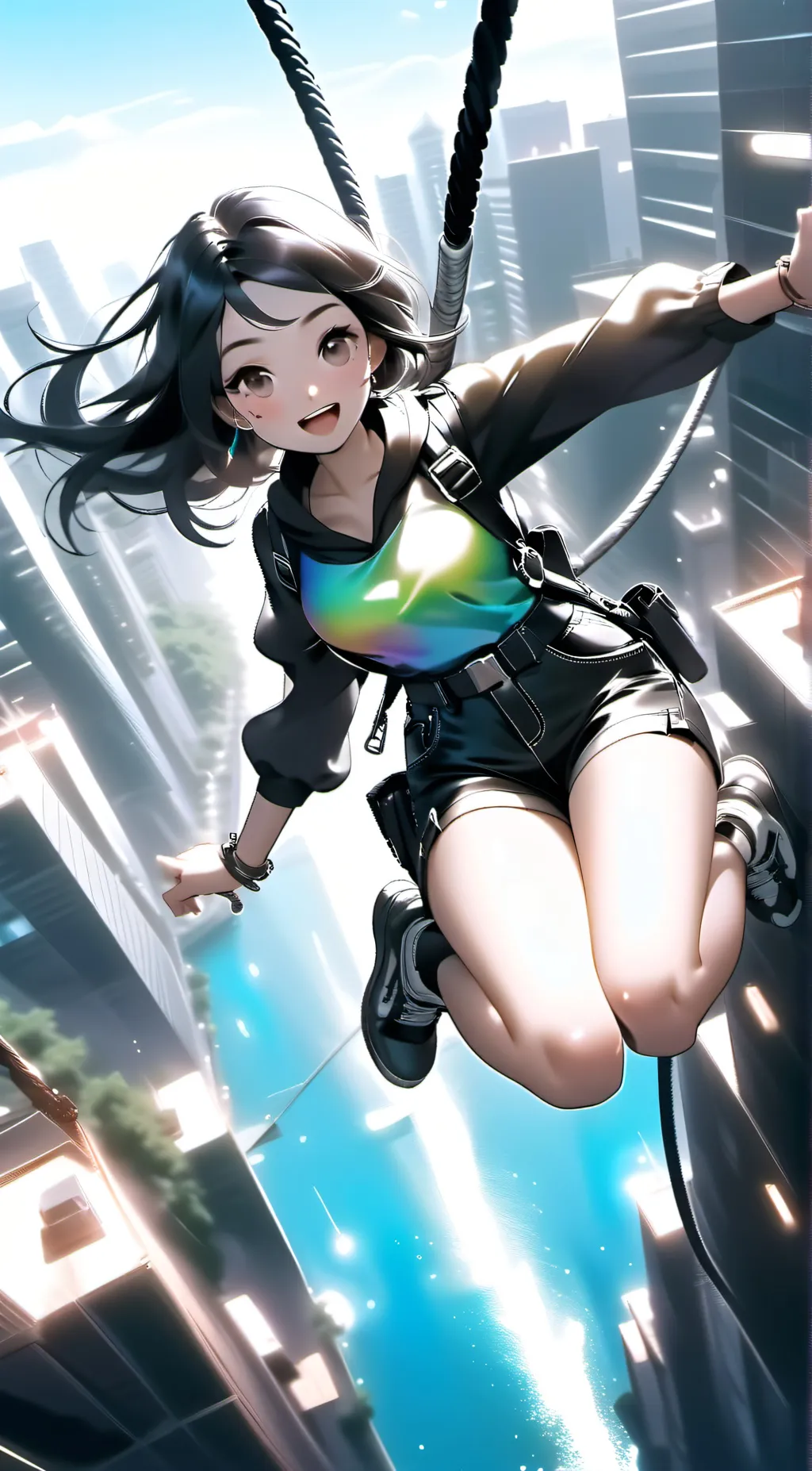 ai character: MHA bungee jumping background