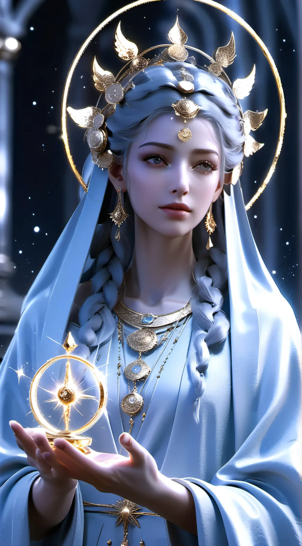 ai character: Light Goddess  background
