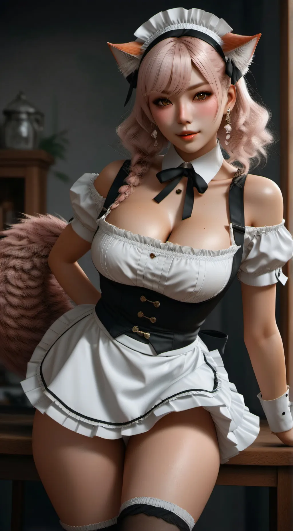 ai character: Neko maid background