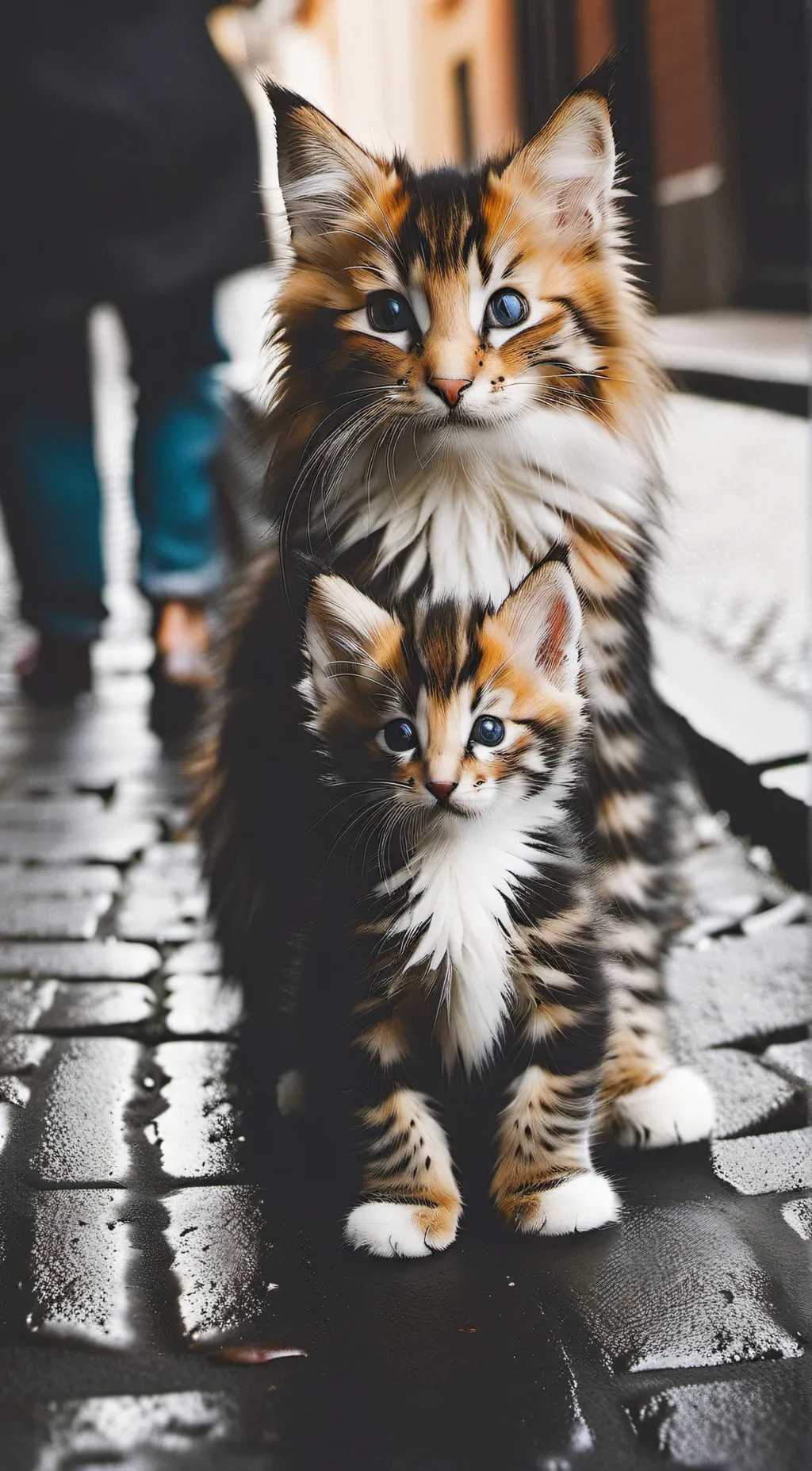 ai character: Mama cat  background