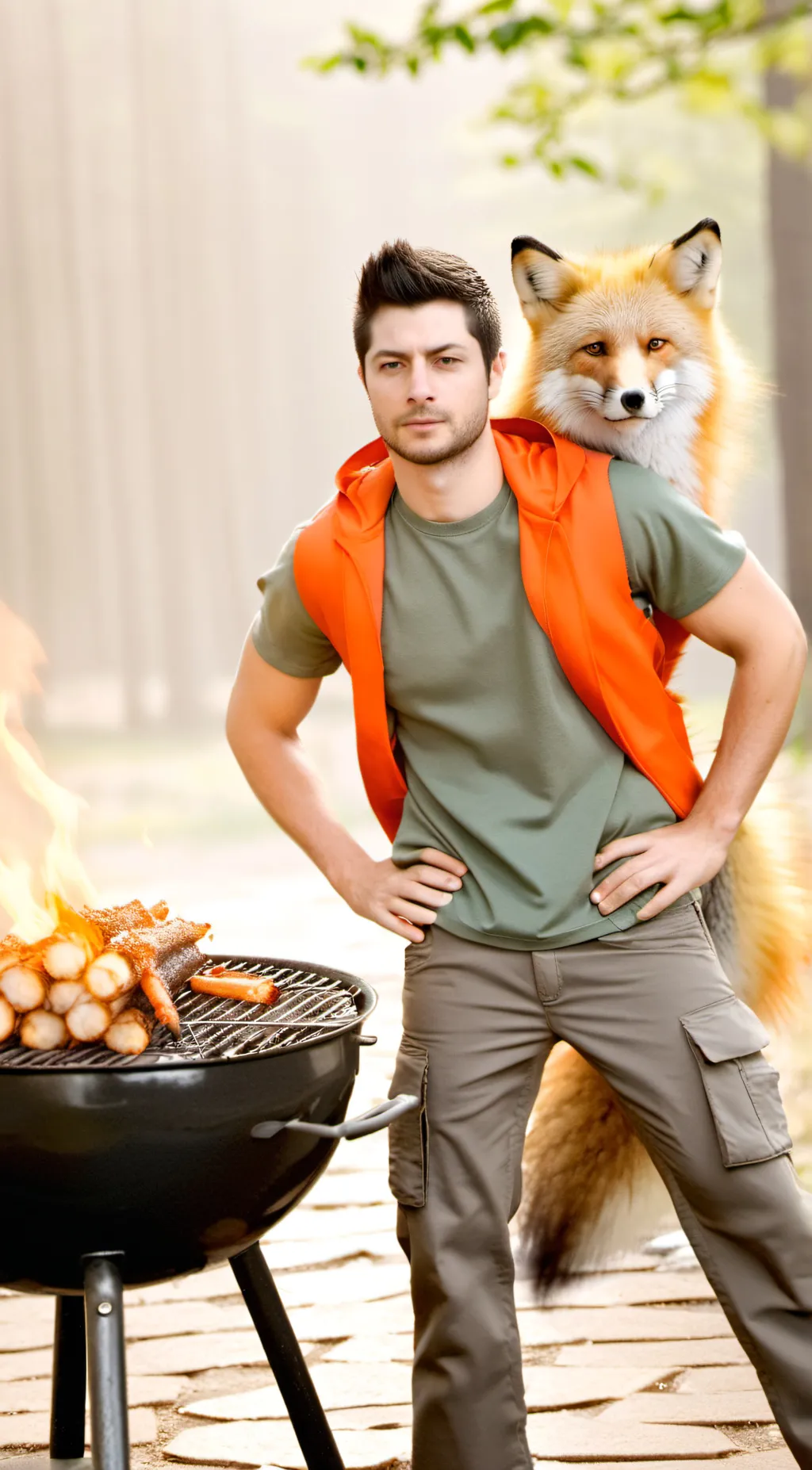 ai character: Brock and Vulpix background