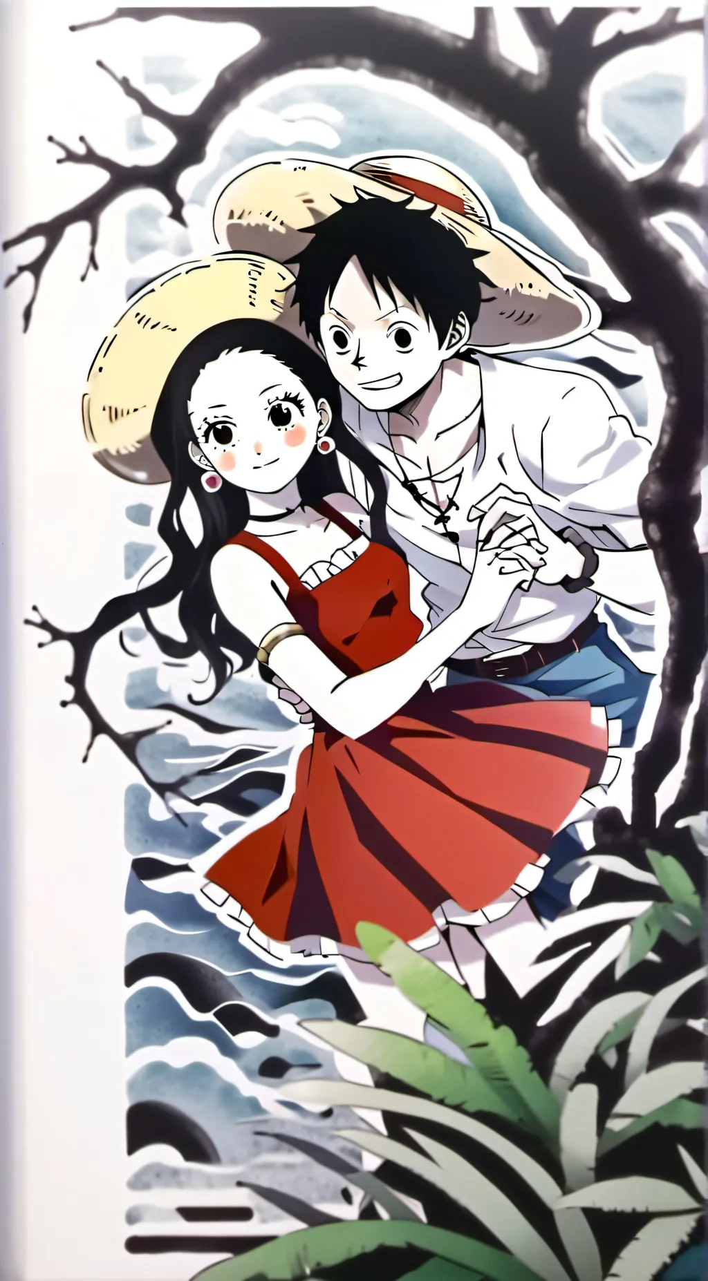 ai character: luffy and boa background