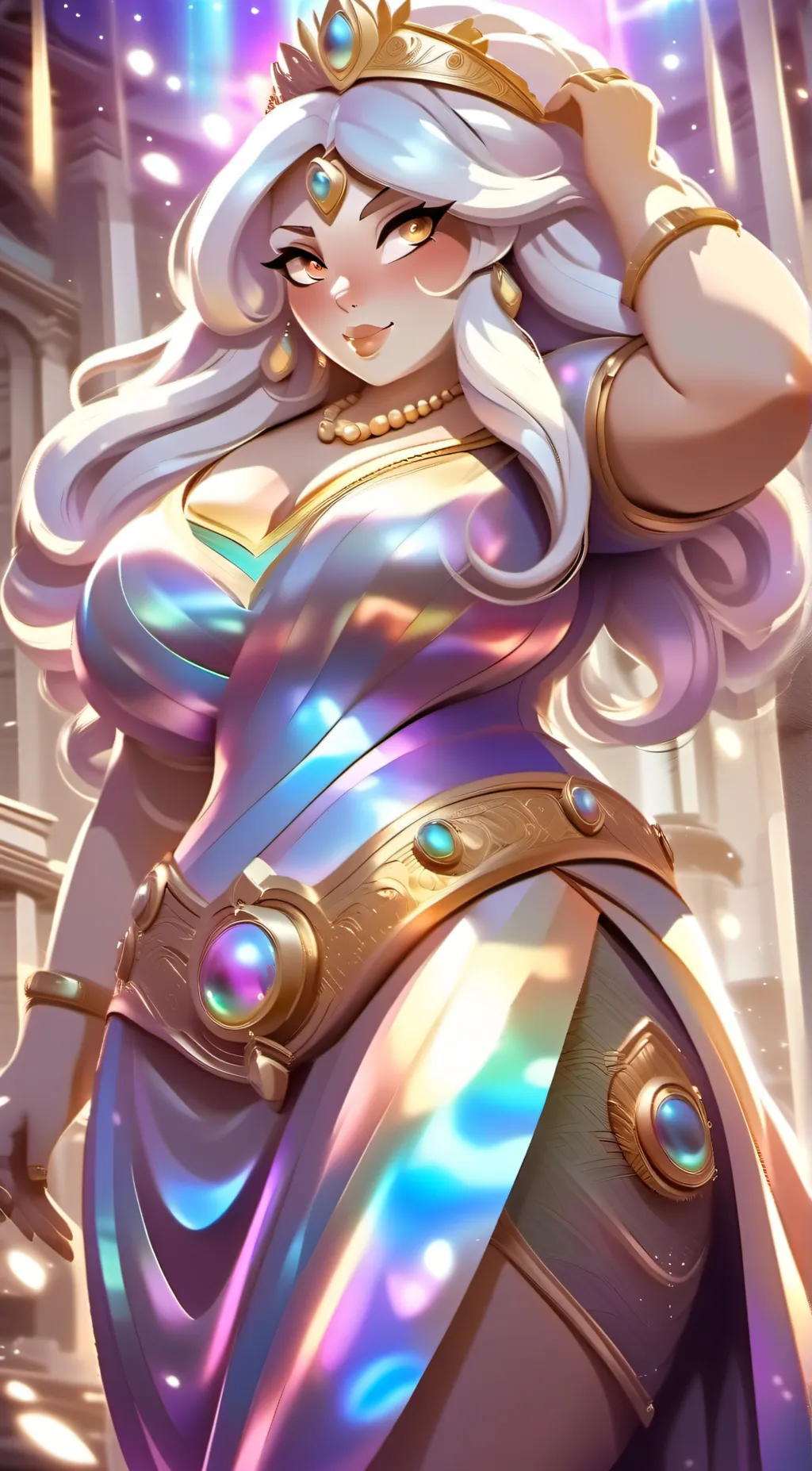 ai character: Rainbow Goddess Ri background