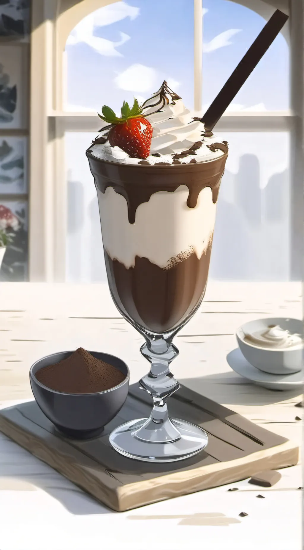 ai character: chocolate shake background