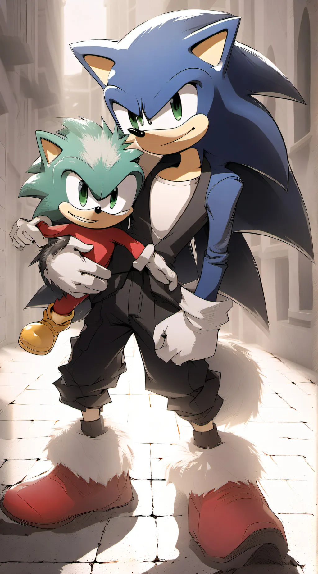 ai character: sonic but as dad?! background