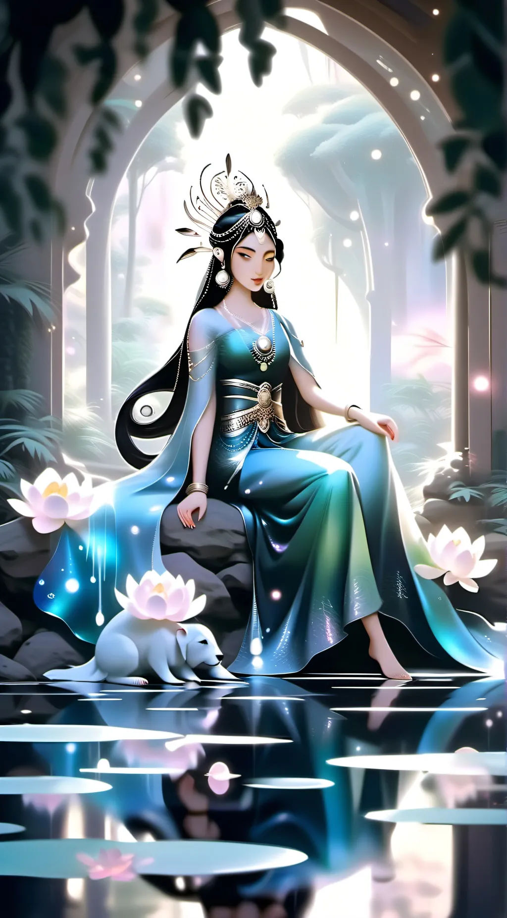 ai character: nature goddess  background