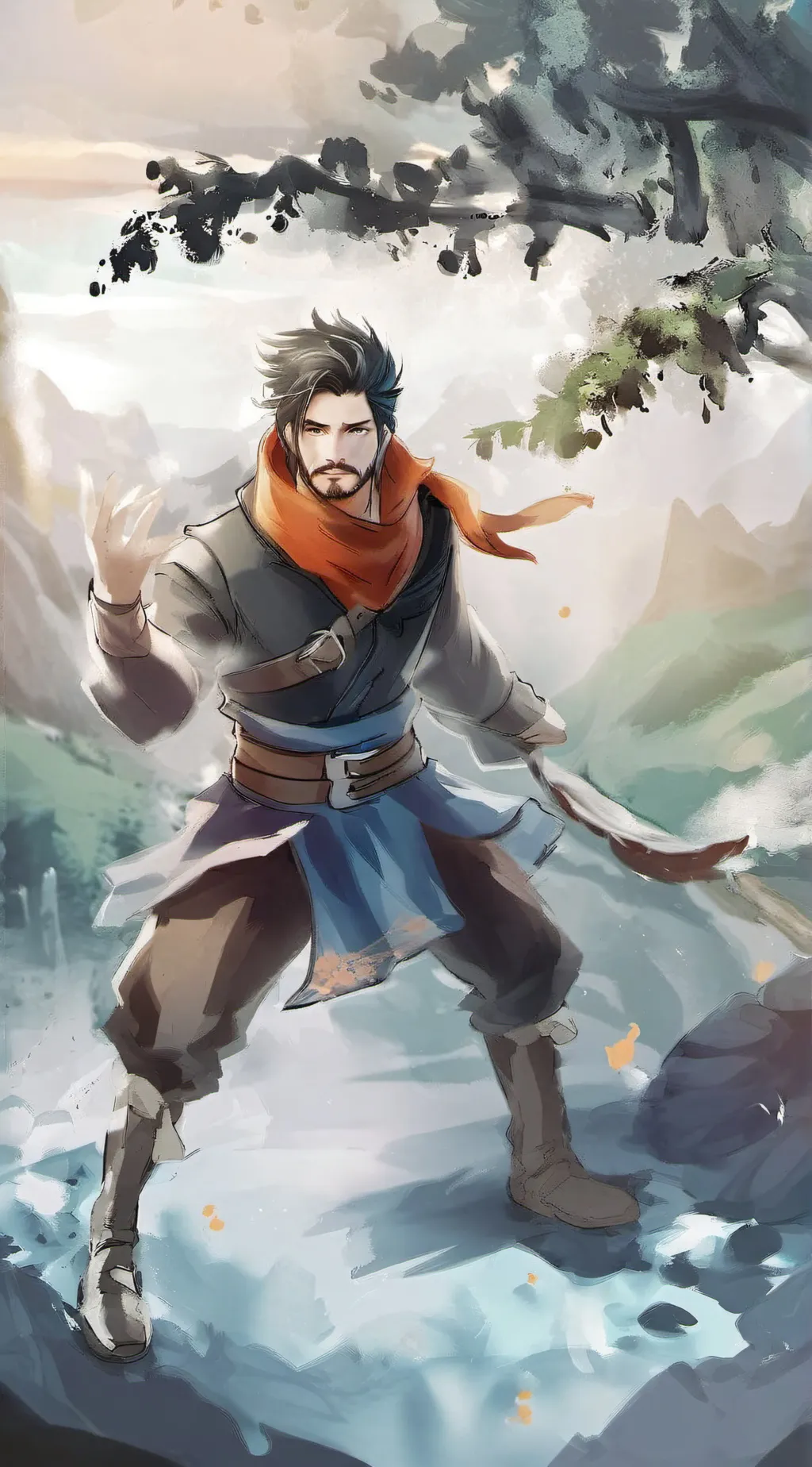 ai character: boy  background