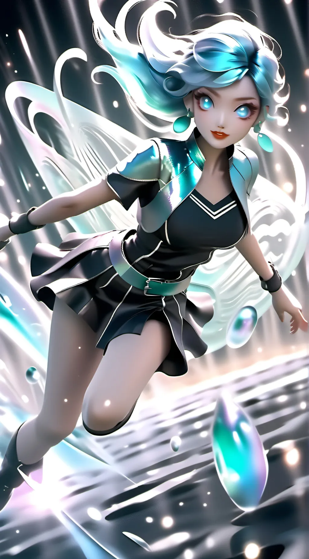 ai character: silver glitter background