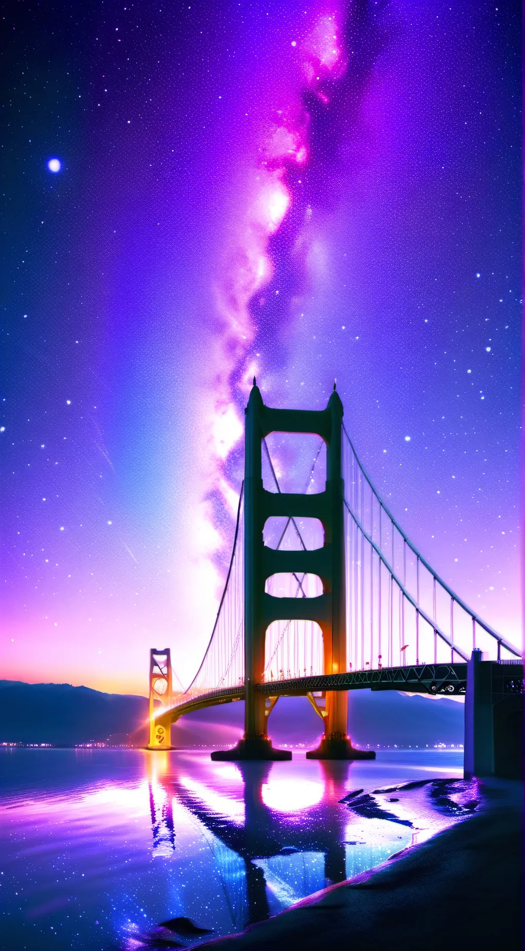 ai character: golden gate bridge background