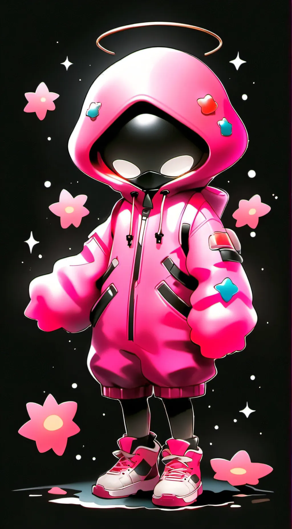 ai character: Pink background