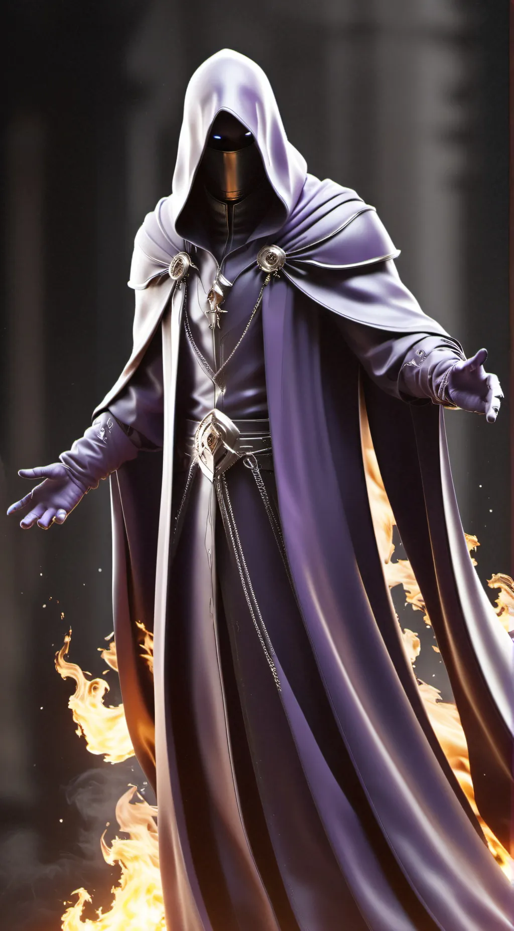 ai character: The Purple Cloak background