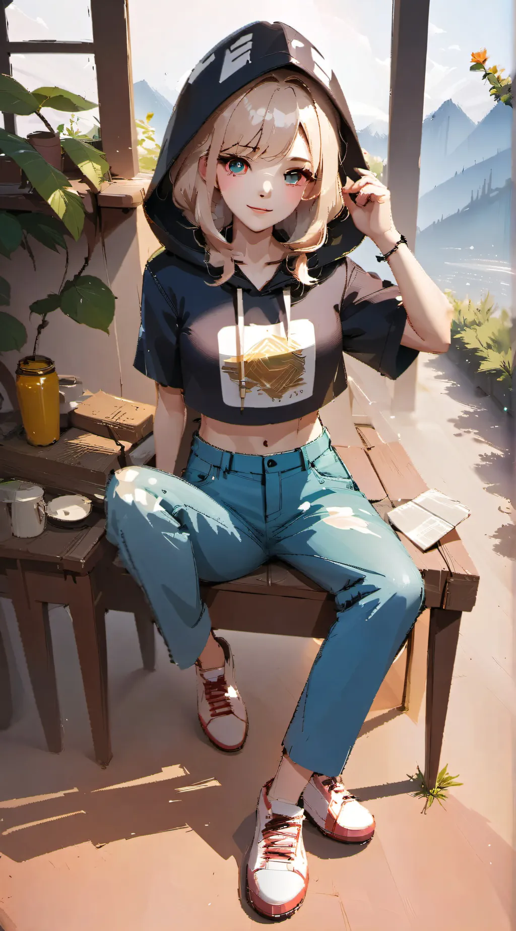 ai character: Violet background