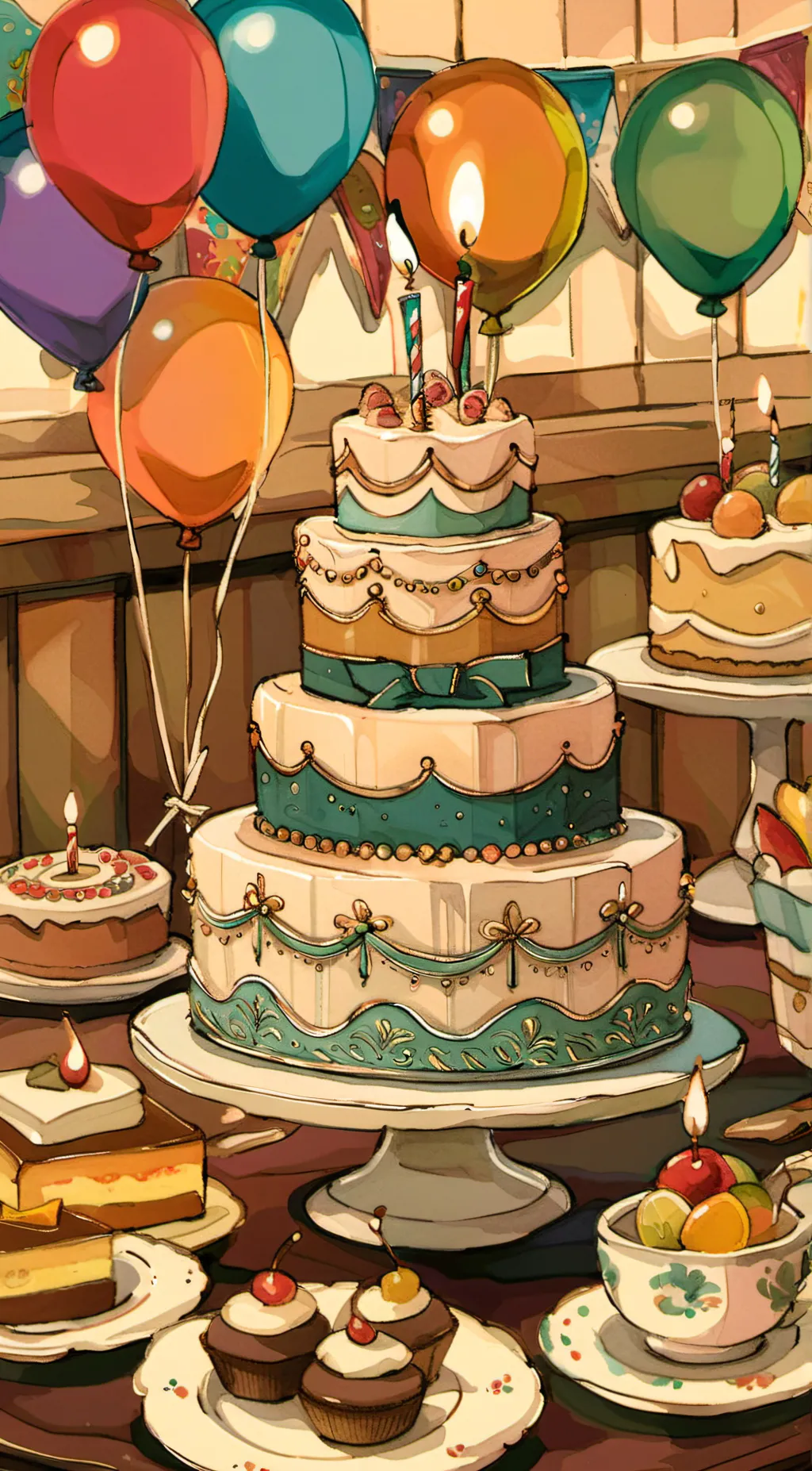 ai character: Happy birthday background