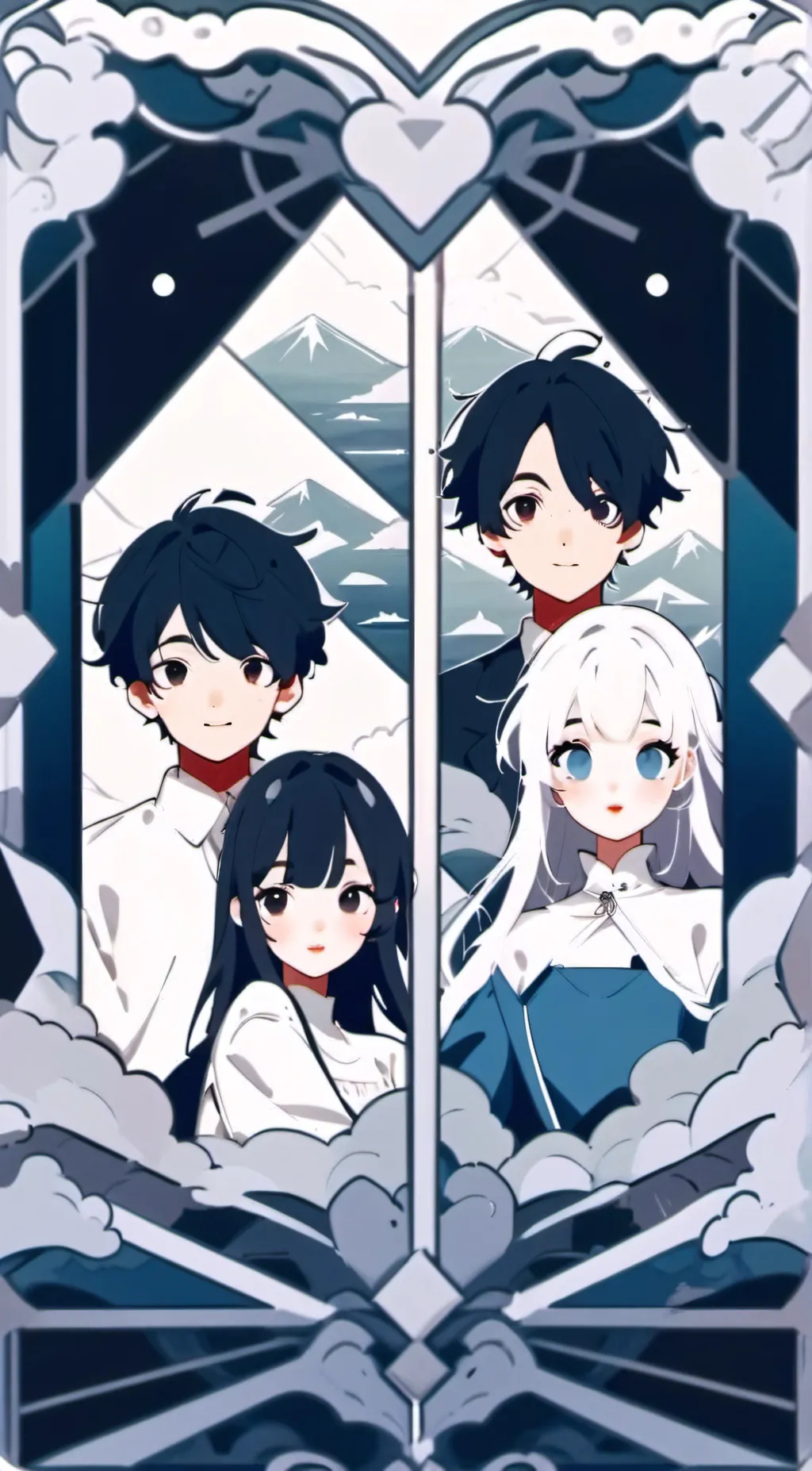 ai character: jake,Mark,Andy,Mia background