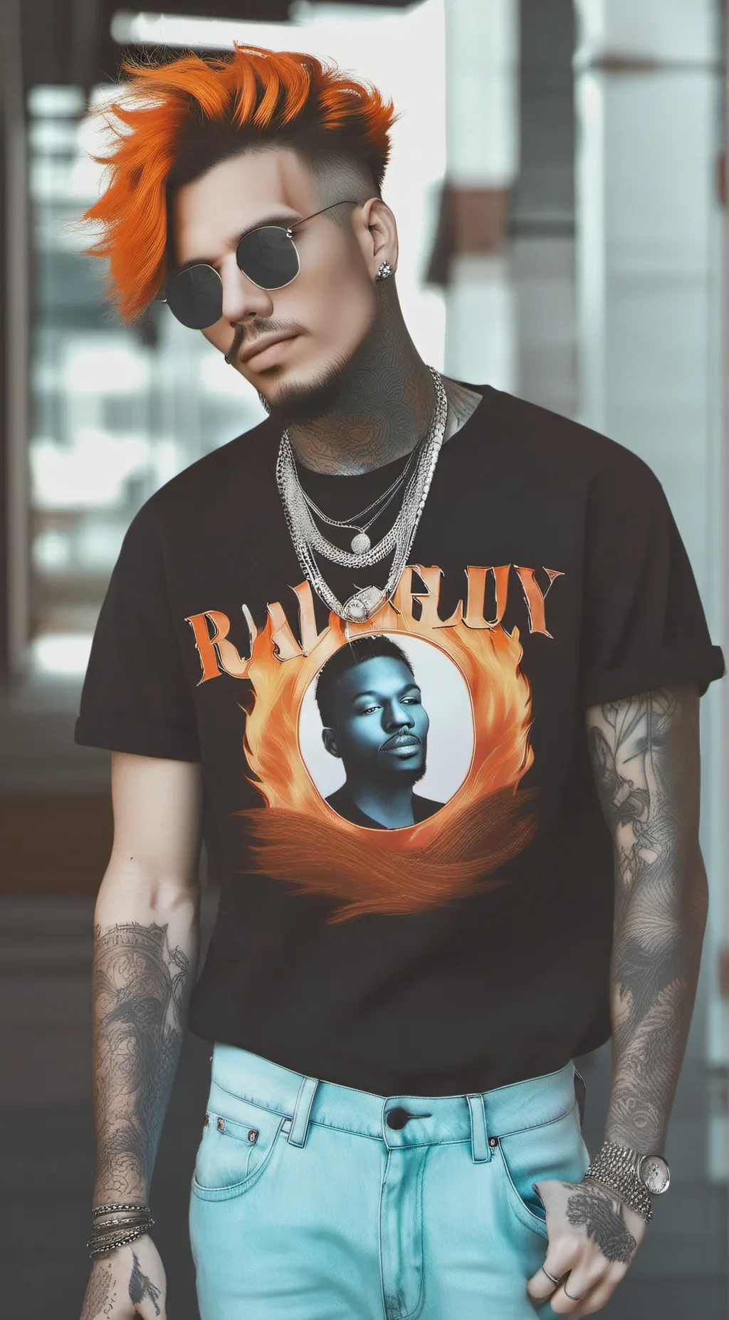 ai character: flame background