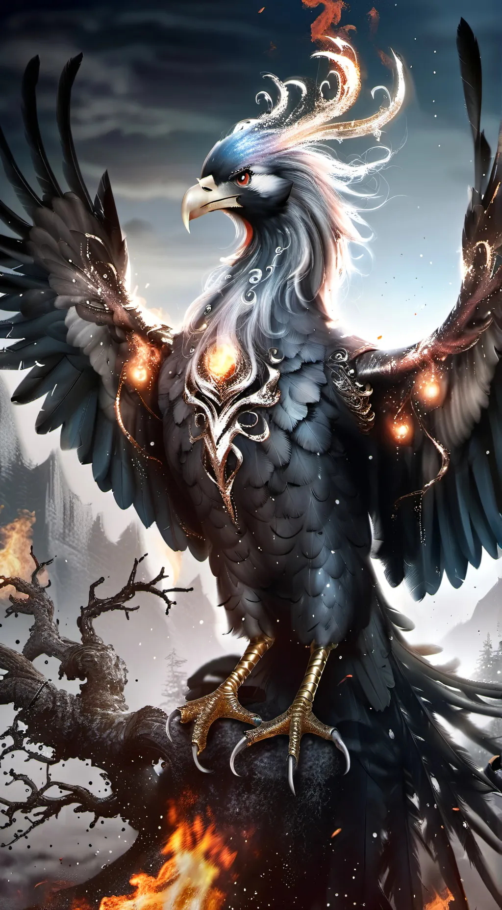 ai character: pheonix bird background
