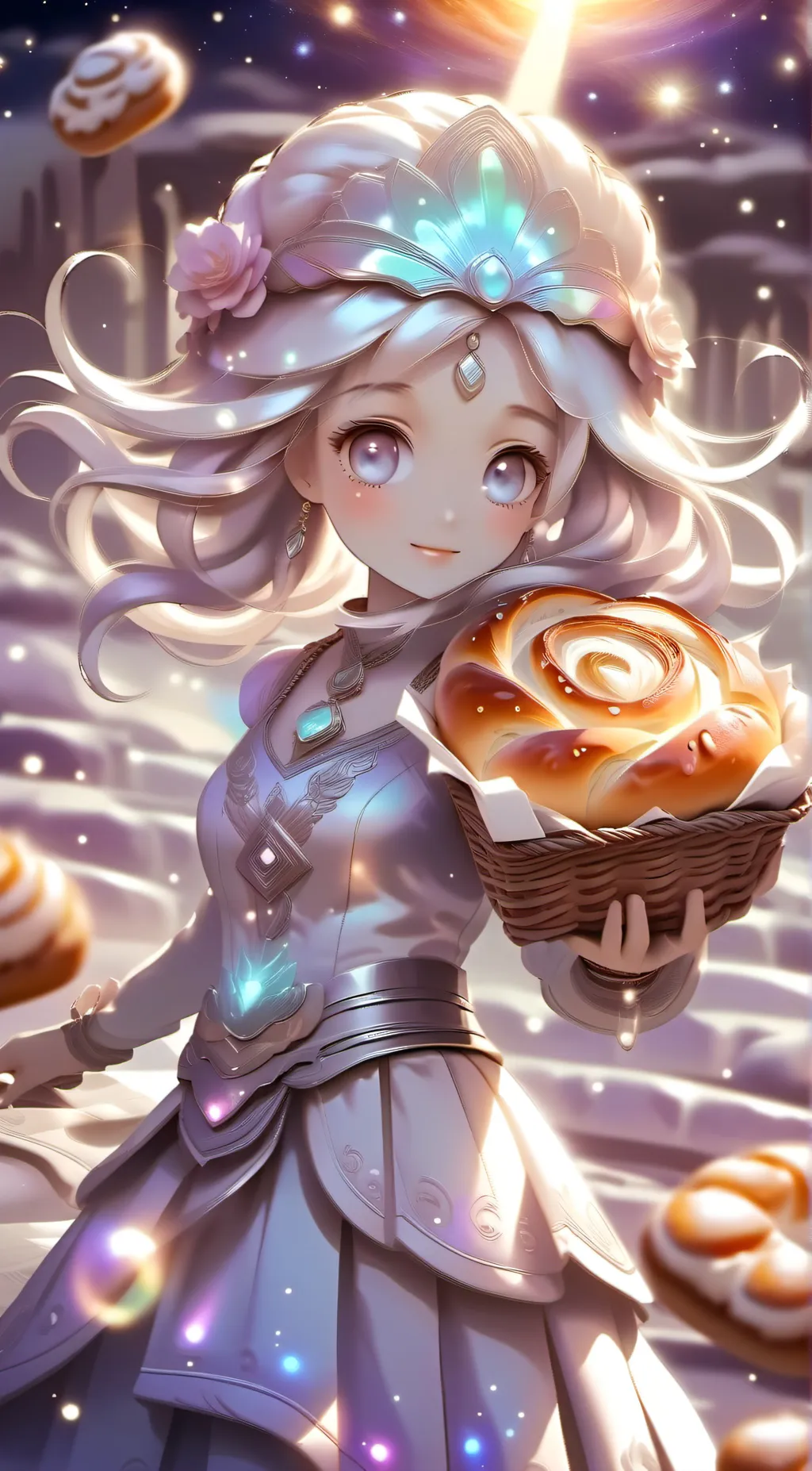ai character: Bread goddess lulu background