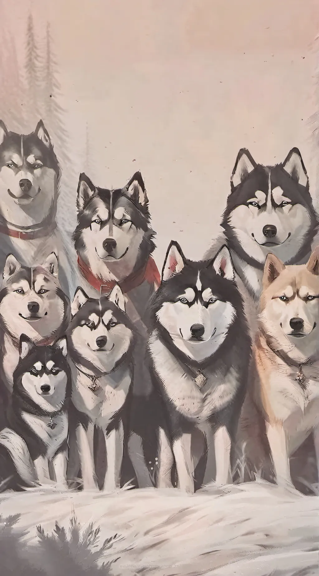 ai character: Sled dog team background