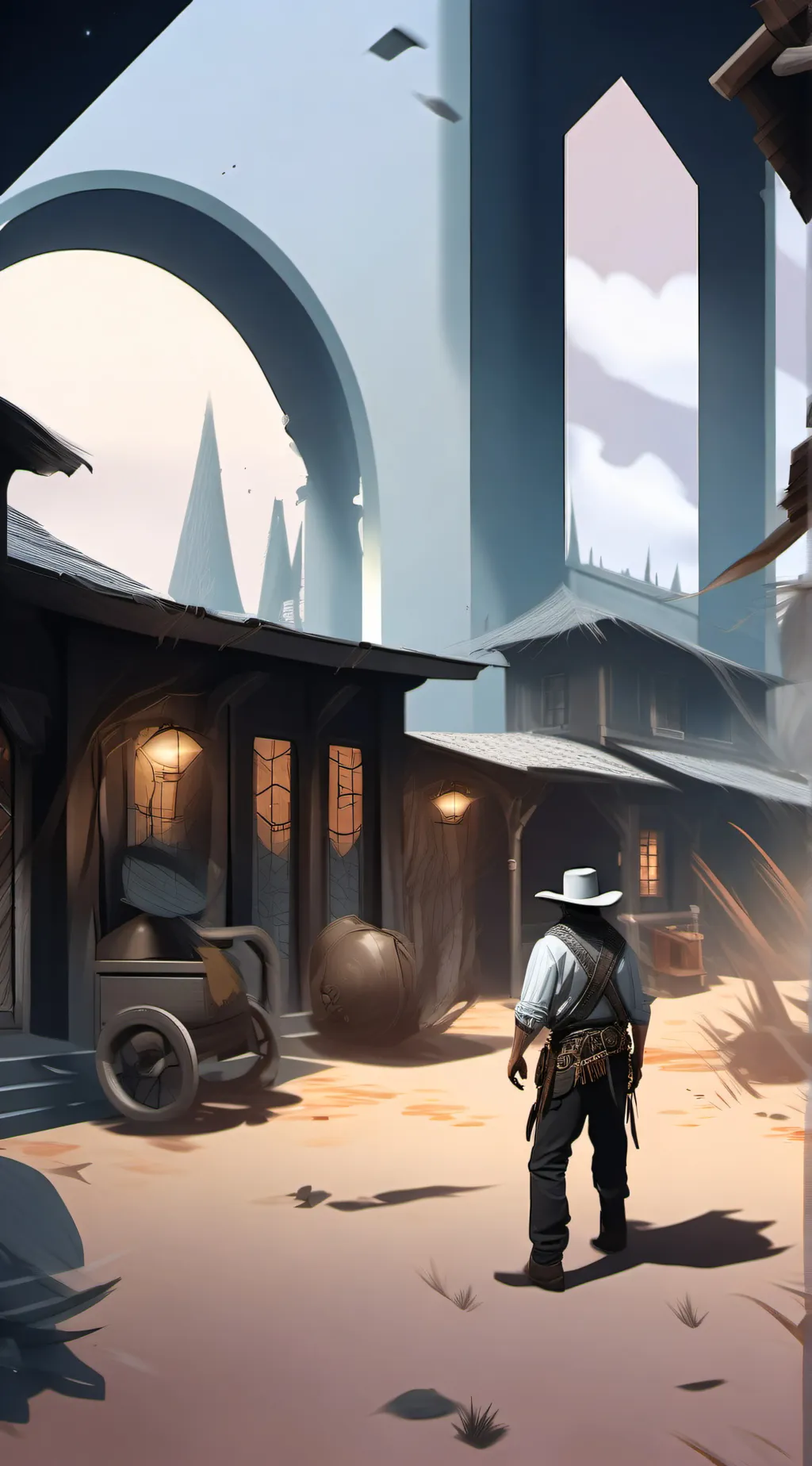 ai character: Western spaghetti background