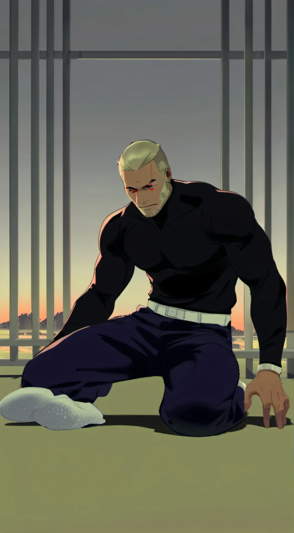 ai character: Strong man on robx background