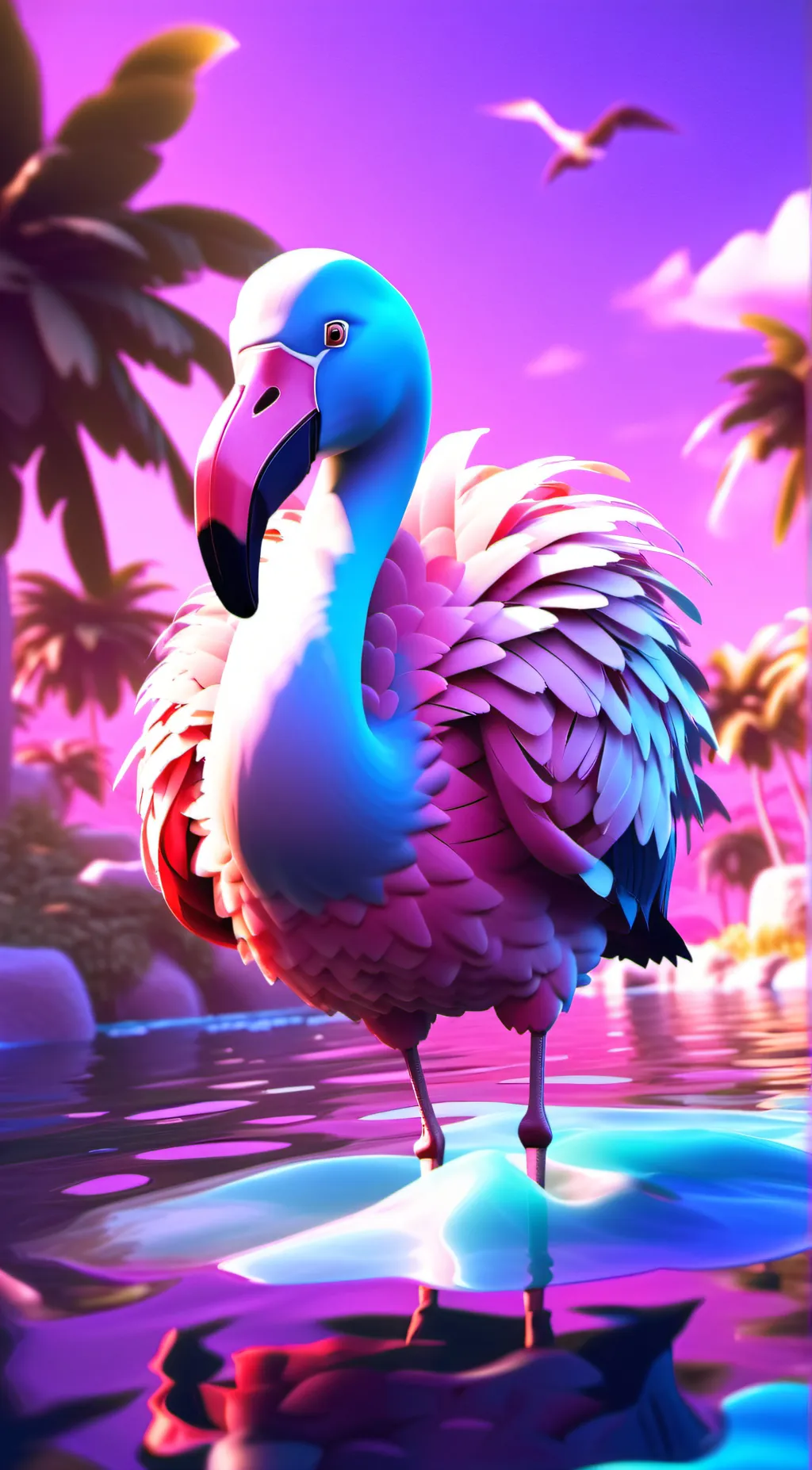 ai character: flamingo 🦩🌸 background