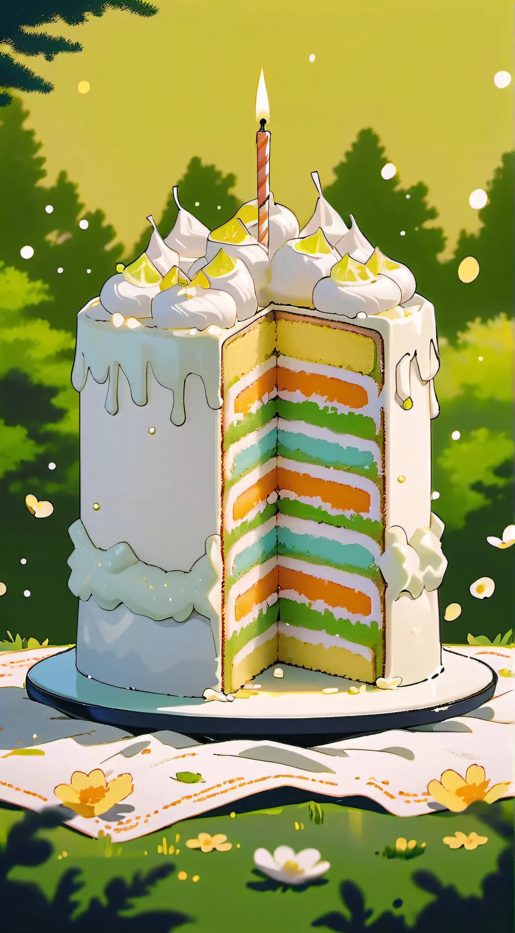 ai character: Birthday cake  background