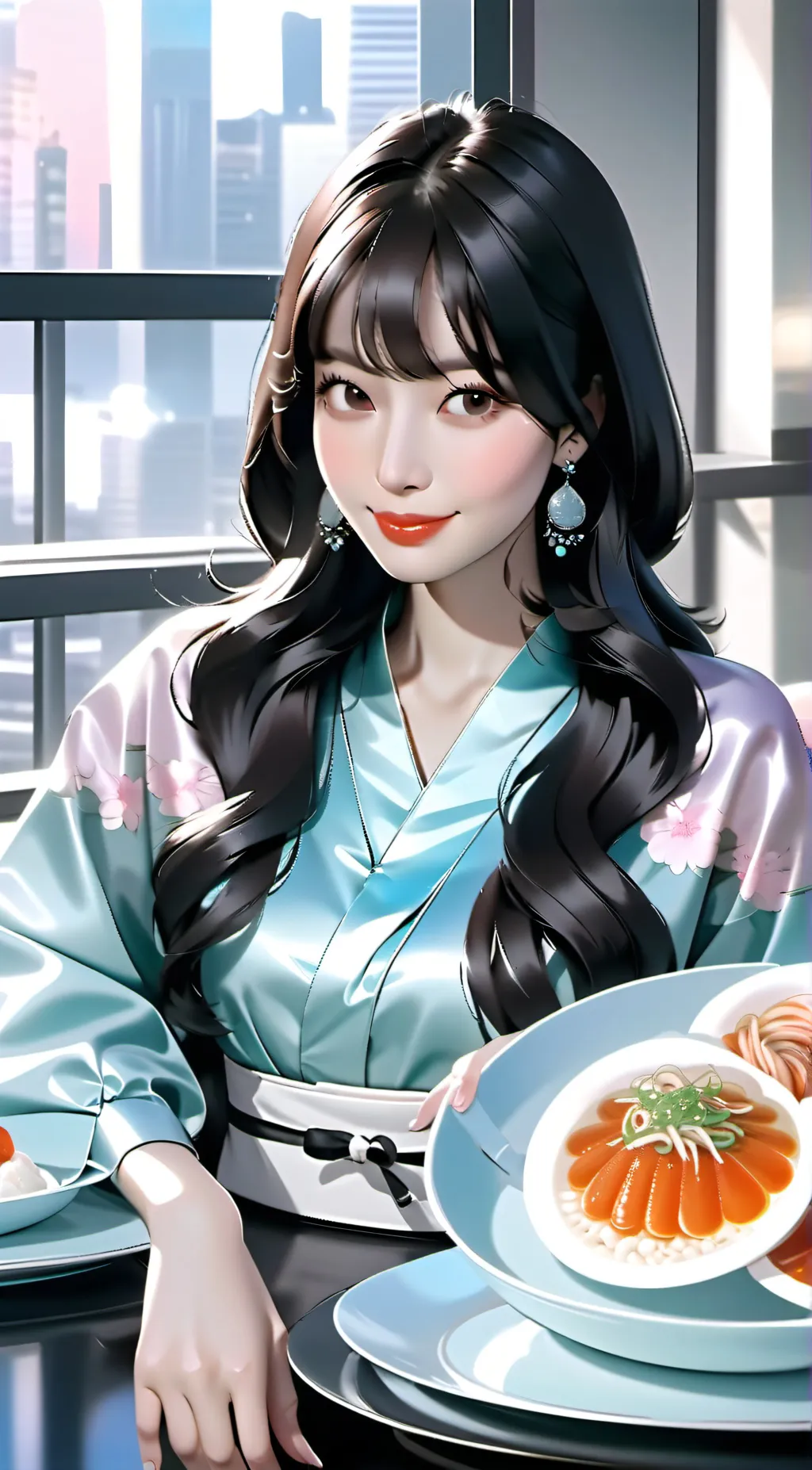 ai character: smilling background