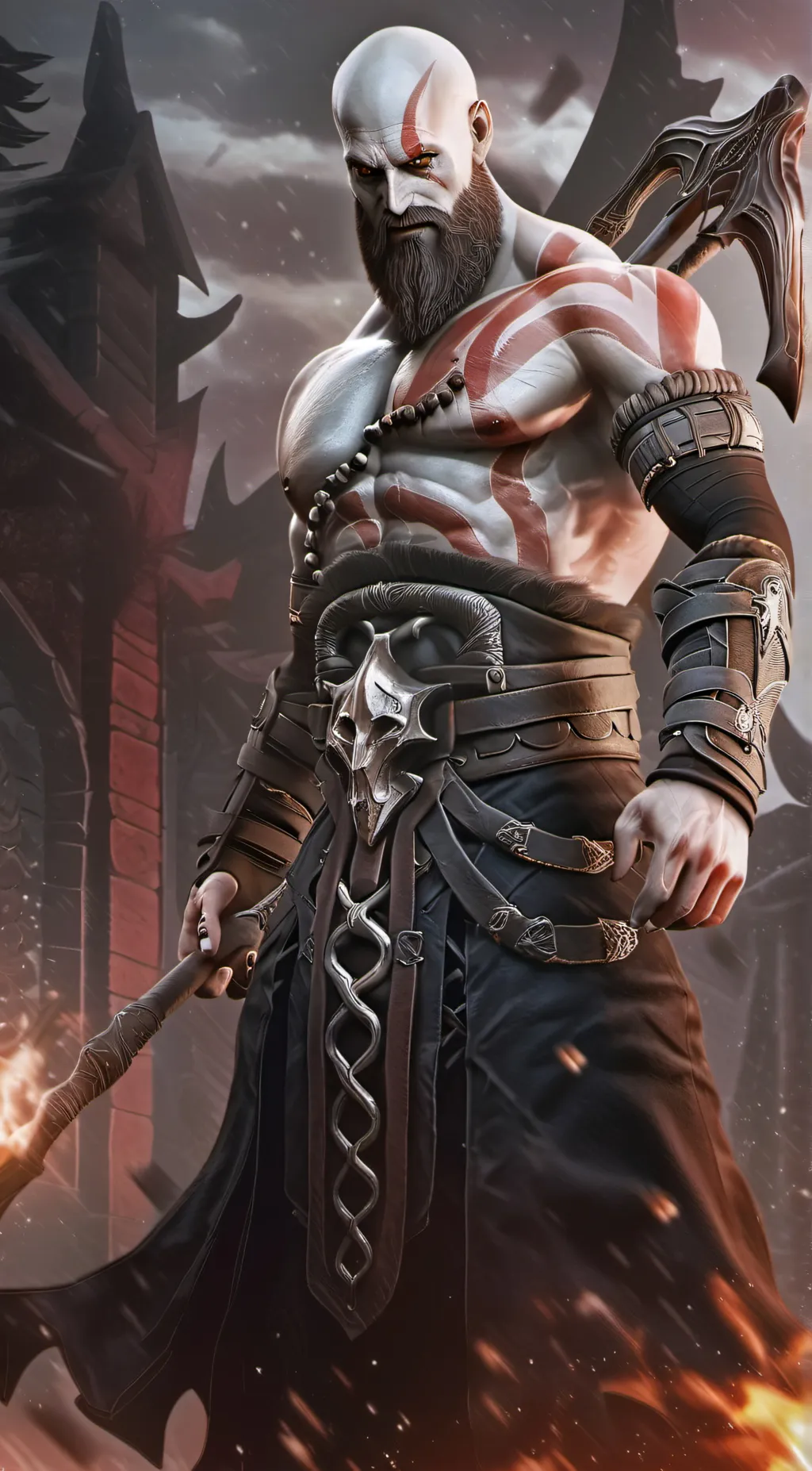 ai character: kratos  background
